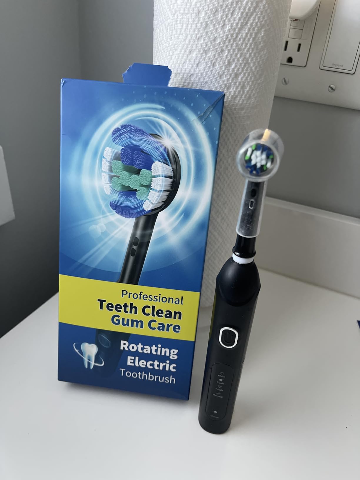 Rotating Electric Toothbrush for Adults, 8 Heads 2 Types, 4 Modes, Black customer photo 1