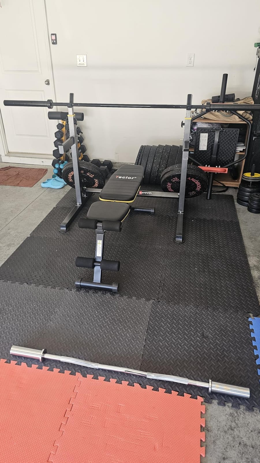 K KiNGKANG Squat Rack, 600lbs Adjustable Barbell Rack for Home Gym | Heavy-duty steel frame, 600lbs max load, adjustable width 27.9-47.2 inches, compact foldable design, multi-function training customer photo 1