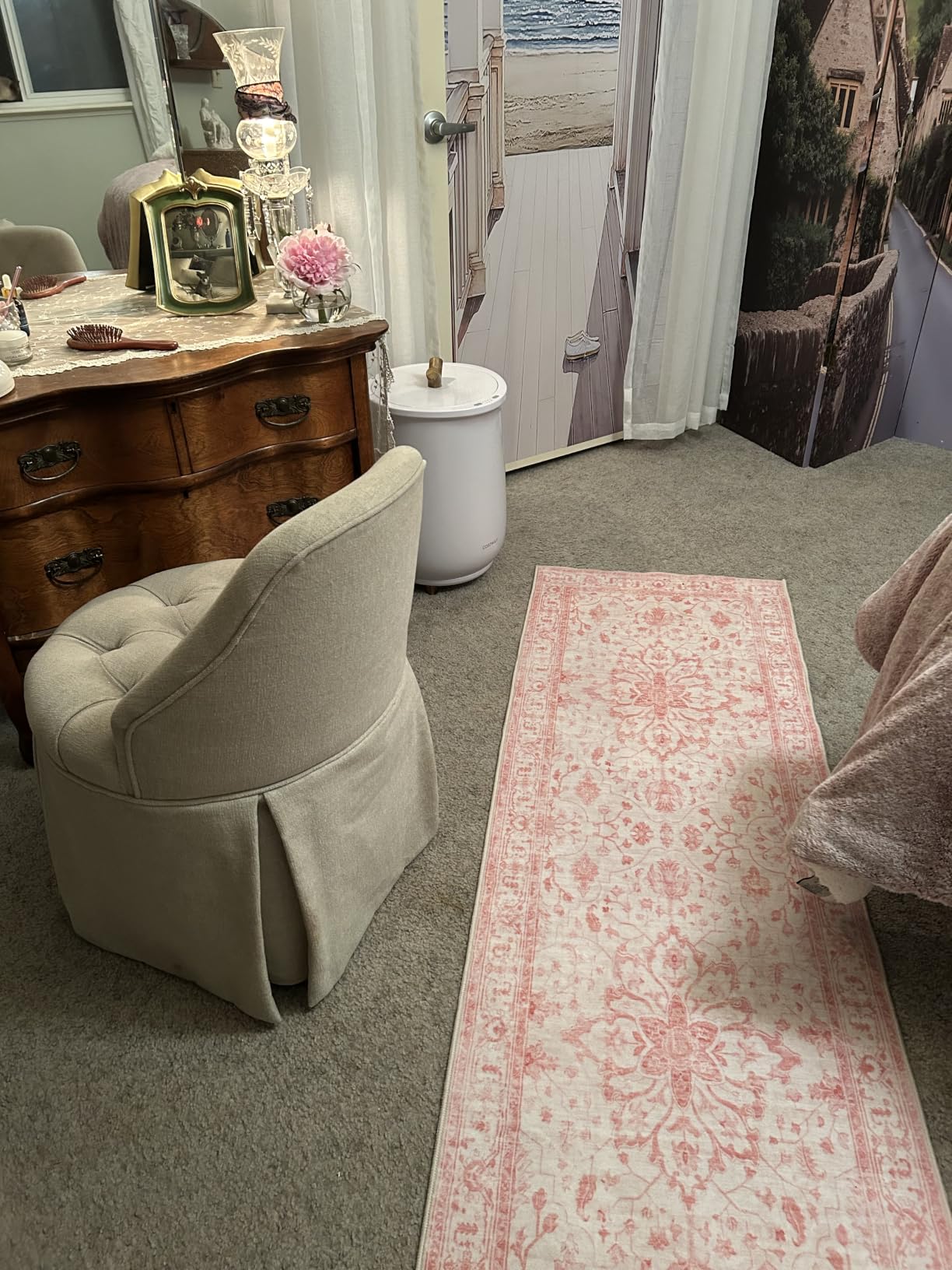 RELEANY Washable Area Rug, 8'x10', Brick/Brown/Green | Non-Slip, Water Repellent, Pet Friendly, Easy to Clean, Vintage Floral Boho Decor for Living Room Bedroom Dining Room customer photo 1