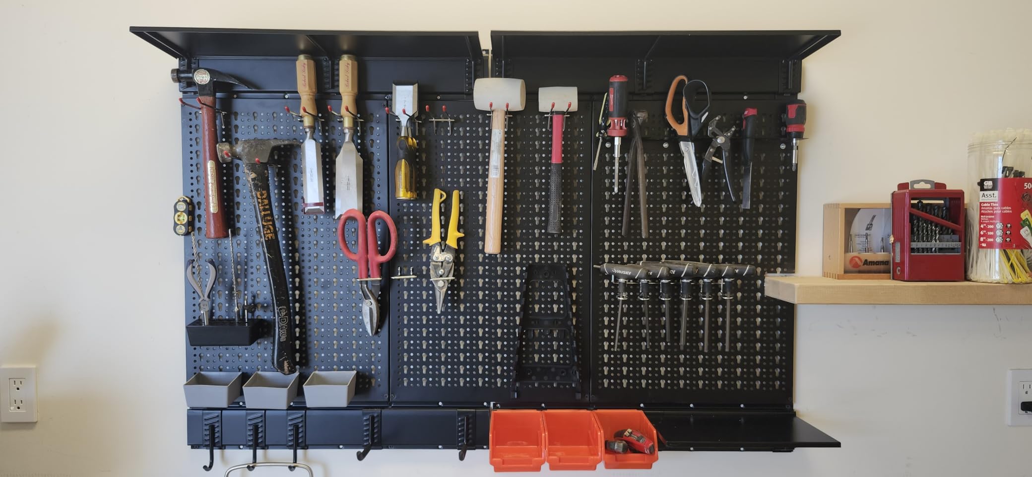 WALMANN 113 PCS Pegboard Wall Tool Organizer Kit with Pegboard Hooks, Grey customer photo 2