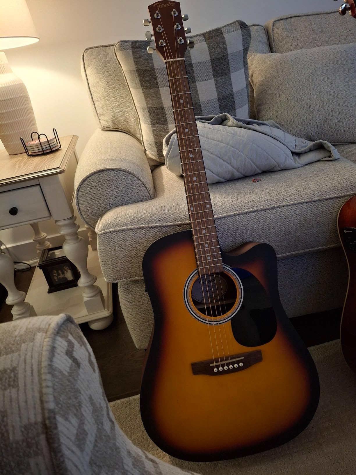 Fender FA-25CE Dreadnought Acoustic Electric Guitar, Beginner Guitar, with 2-Year Warranty, Includes Built-in Tuner and On-Board Volume and Tone Controls, Comes with Free Lessons, Natural customer photo 2