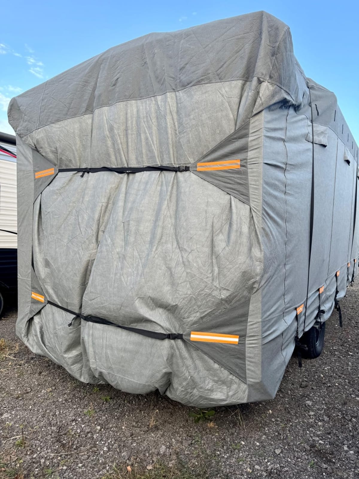 RV Cover for 35-38 ft Travel Trailers, 8 Layers Heavy Duty Camper Cover, Weatherproof & UV Resistant Motorhome Trailer Cover with Gutter & Tongue Jack Covers customer photo 1