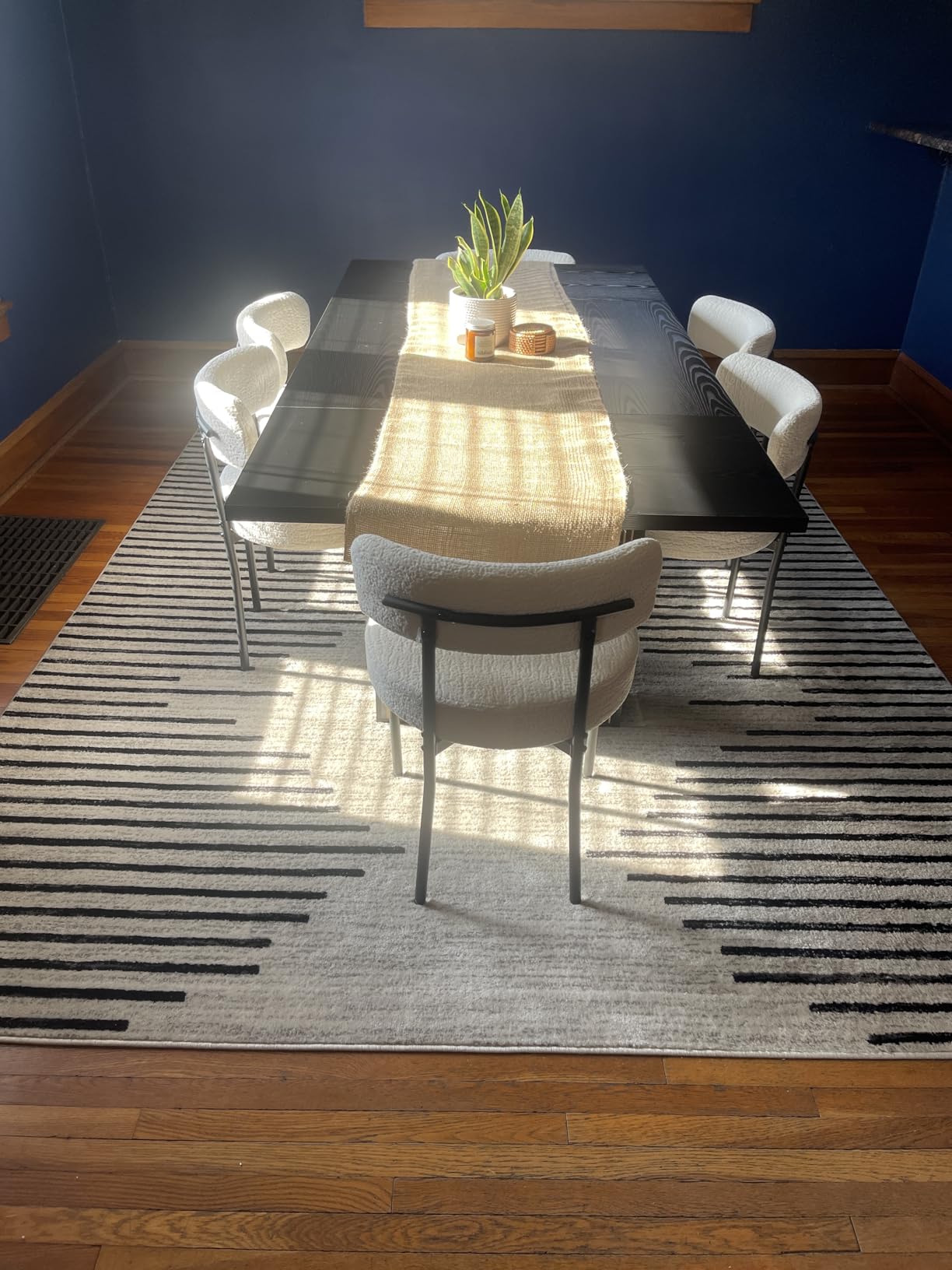 Rugshop Bohemian Stripe Stain Resistant Area Rug Black 6'6