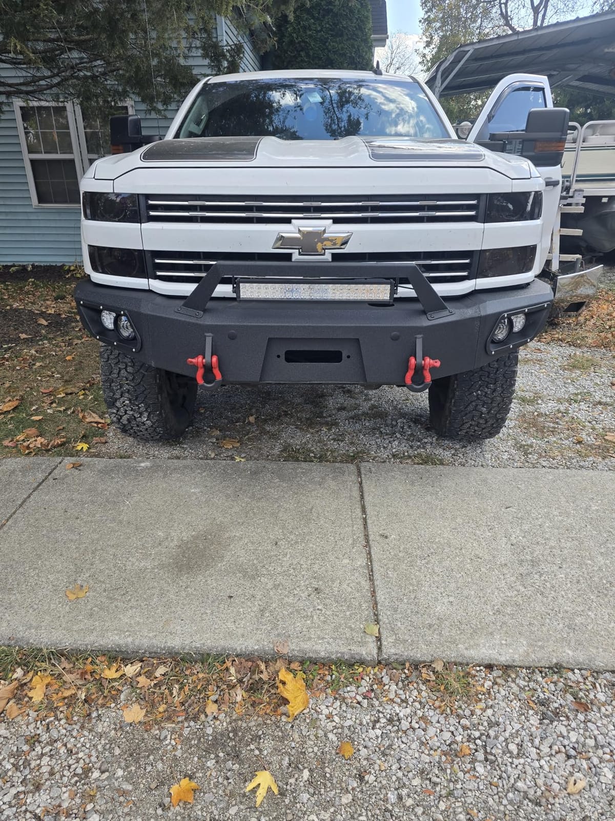Steel Front Bumper Compatible with 2014 2015 GMC Sierra 1500 | Winch Plate, Sensor Holes, License Plate Bracket & D-rings, Automotive Replacement Bumper, Black customer photo 1