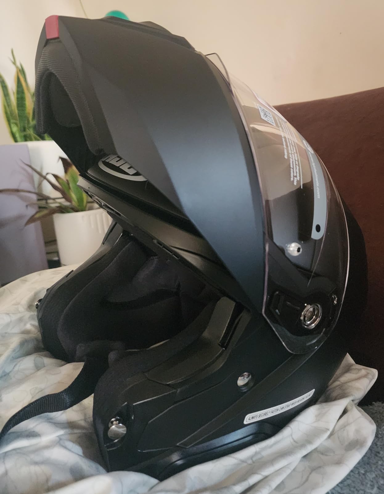 HJC i91 Solid Modular Motorcycle Helmet with HJ-33 Pinlock Shield, DOT Approved (Semi Flat Black, Medium) customer photo 2