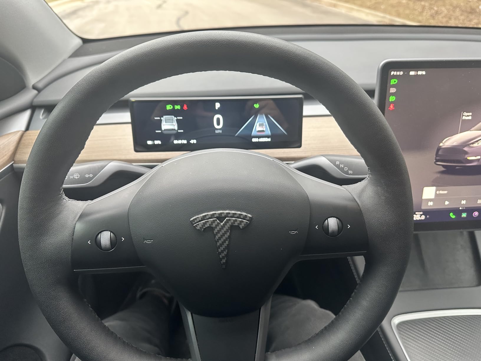 Head Up Display for Tesla Model 3 2017-2023 Model Y 2019-2024 with Wireless/Wired Carplay Android Auto Bluetooth WiFi USB Navigation Power Speed IPS HD Touchscreen (8.8in-T12) customer photo 1