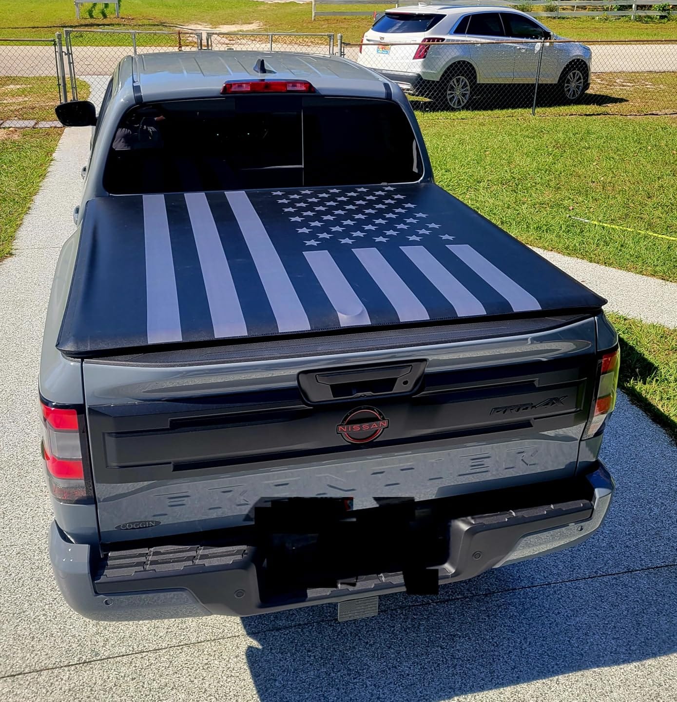 American Flag Truck Tonneau Cover for Chevy Silverado 1500 / GMC Sierra 1500 2019-2026 with 5.8 ft Bed Length, All-Weather Soft Roll Truck Bed Cover for Truck Black/Gray Flag (NO Multi-Flex Tailgate) customer photo 1