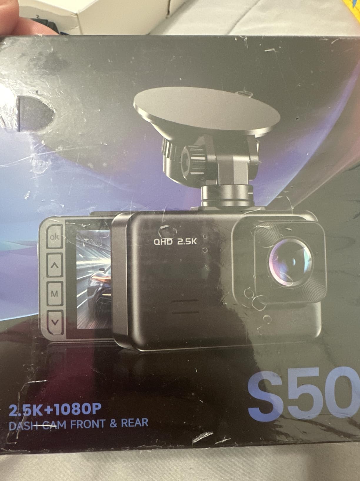 Dash Cam Front and Rear, 2.5K+1080P Dual Camera for Cars, 2