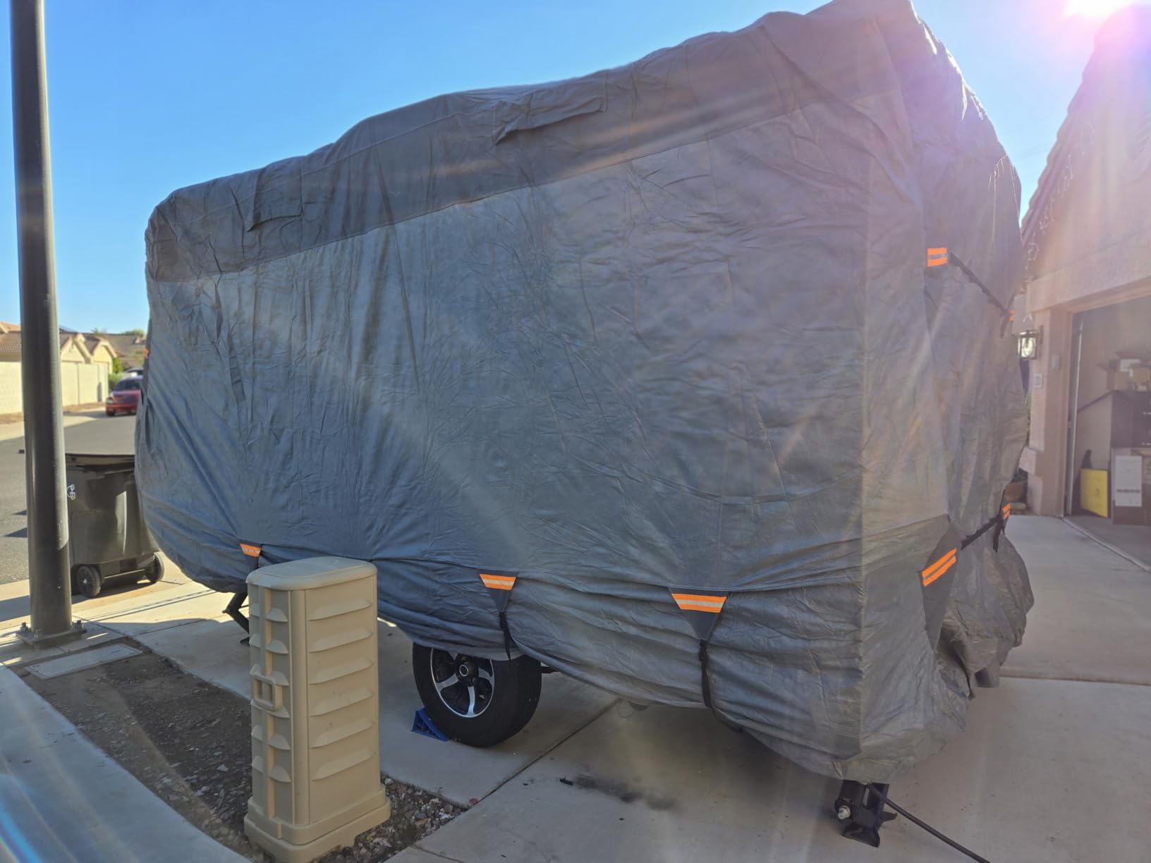 Travel Trailer Cover 24-27 FT, Heavy Duty 8-Layer RV Cover, Rip-Stop Camper Cover, Windproof with 5+2 Straps, UV & Snow Protection, Fits Rooftop A/C customer photo 2