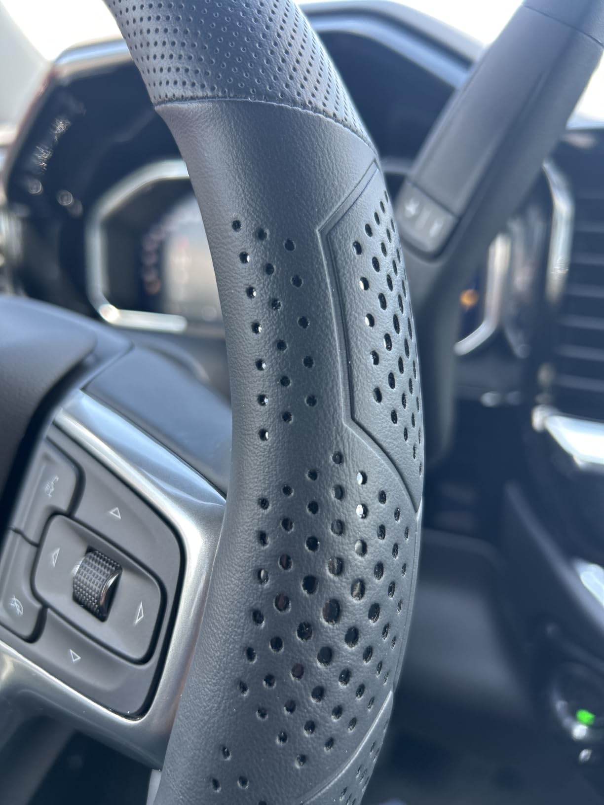 Yangday Leather Steering Wheel Cover for Chevy Silverado 1500 2500 3500 | 14.5-15 inches Car Steering Wheel Cover with Non-Slip Breathable (Black) customer photo 2