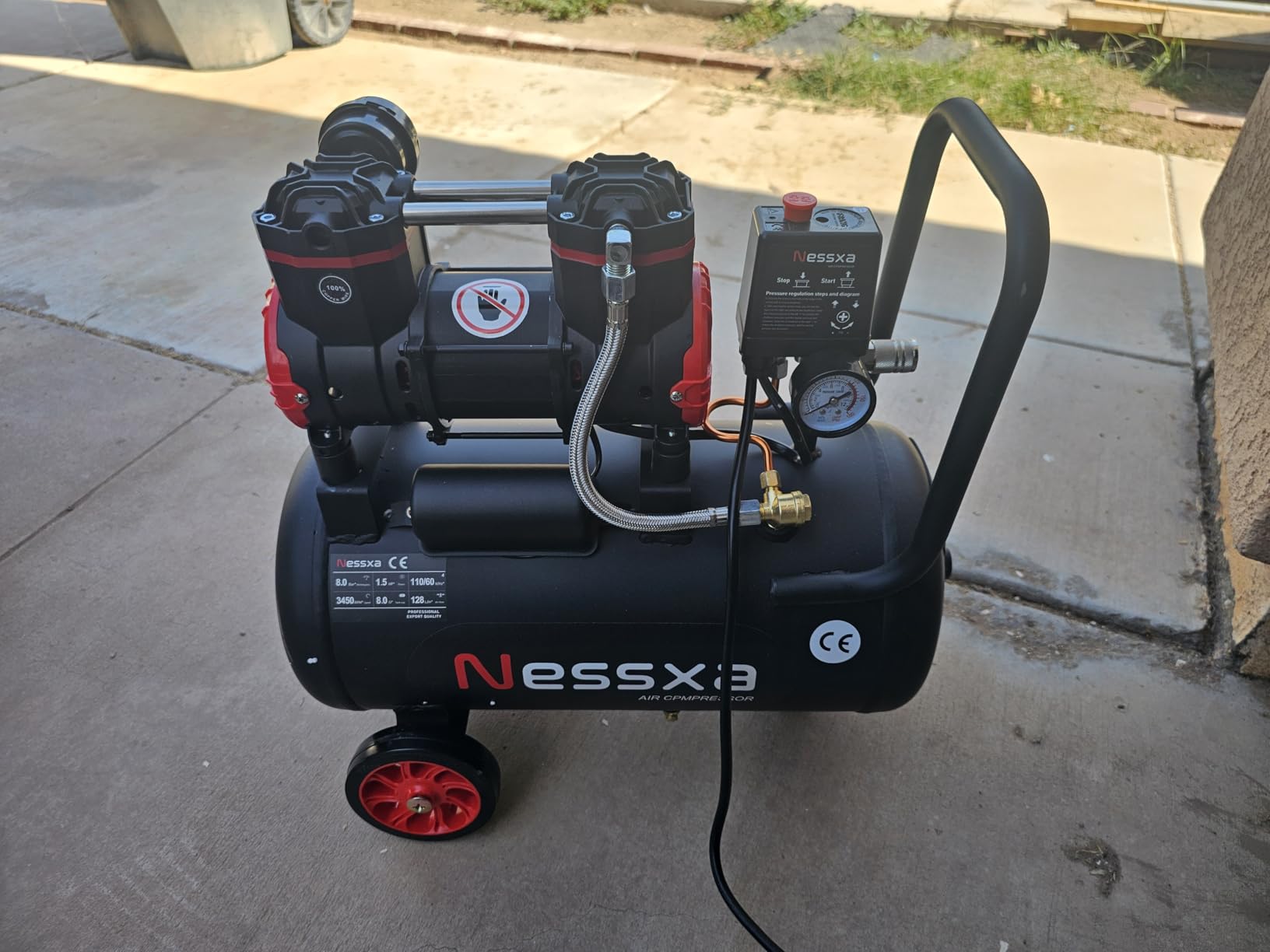 8.1 Gallon Ultra Quiet Air Compressor, 1.5HP 4.52 CFM, Max 115 PSI Oil-Free Air Compressor Tank, 110V/60hz, 70dB Air Compressor for Car Repair, Spray Painting, Woodwork Nailing customer photo 1