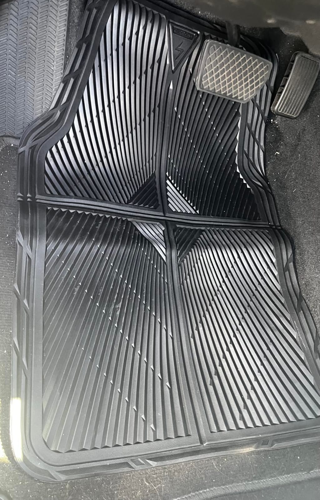 CAR PASS Rubber Floor Mats, All Weather Waterproof Trim-to-Fit Automotive Mats for Cars Trucks SUV, Anti-Slip Easy Clean, Heavy Duty Full Set 3-Piece, All Black customer photo 2