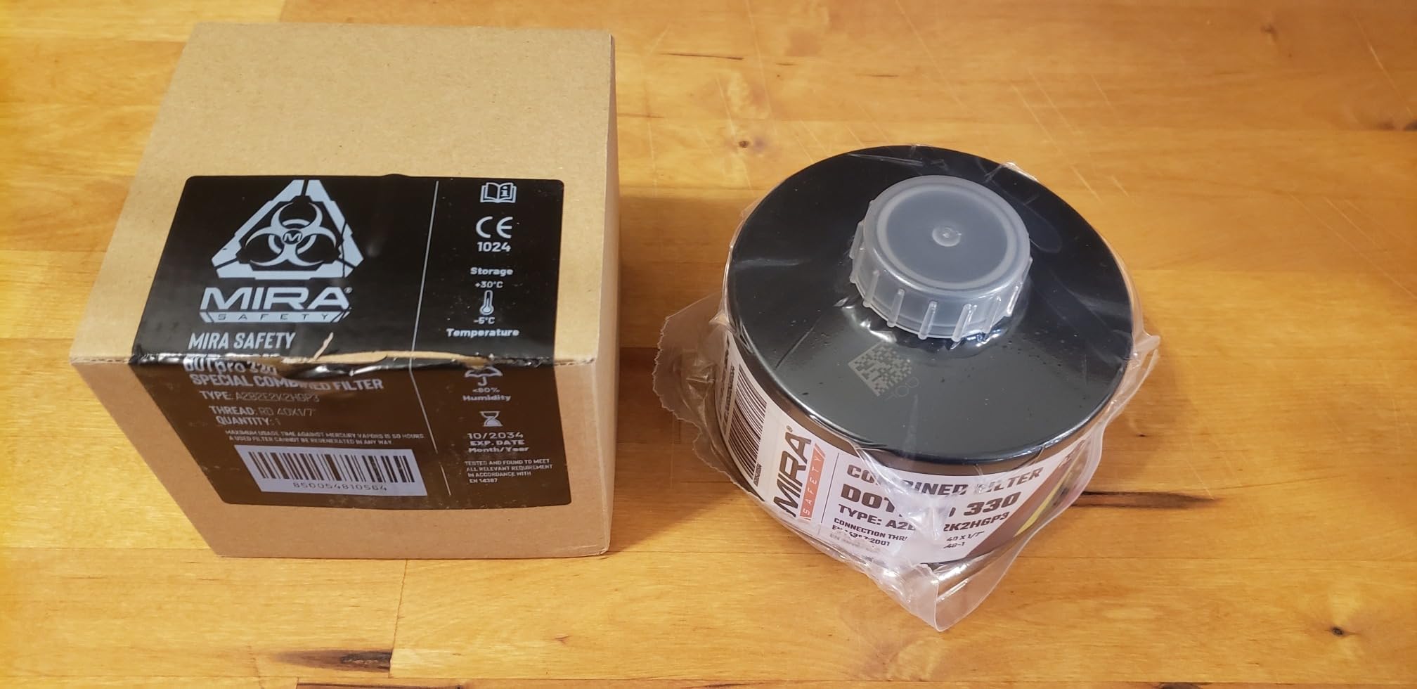 MIRA Safety DotPro 330 Industrial Filter, A2 B2 E2 K2 Hg P3, 40mm NATO | A2B2E2K2HgP3 filter rating. Industrial-grade protection. Long shelf life. 40mm NATO thread. Fits full-face masks. customer photo 2