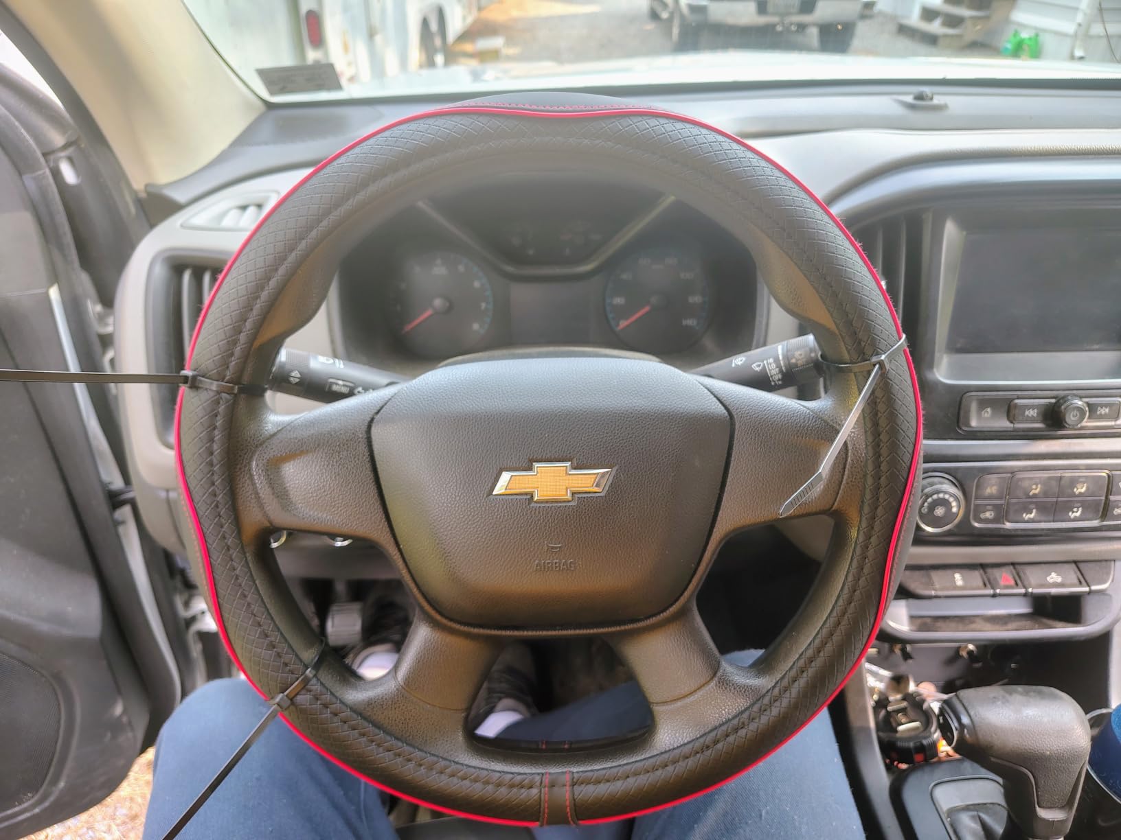 West Llama Customized Auto Car Steering Wheel Cover for Chevy 14.5-15 inches, Steering Wheel Cover for Chevrolet(Black Line-Standard Size) customer photo 2