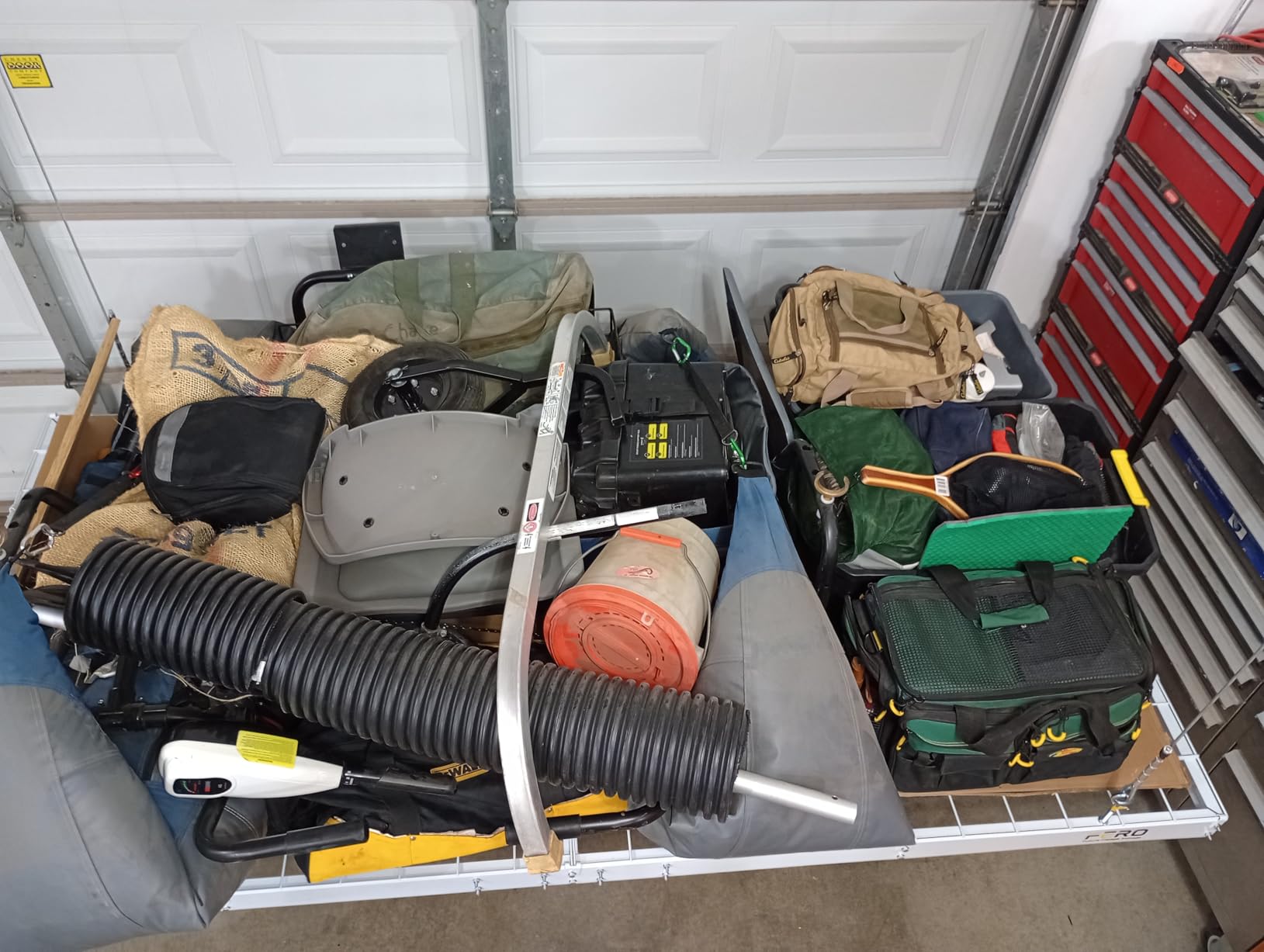 Garage Ceiling Storage Racks - 4x8 FT Overhead Garage Storage Rack with Safety Lock, Heavy-Duty Ceiling Mounted Lift System and Storage Organizer, Ideal for Maximizing Overhead Space, 325 lbs Capacity customer photo 2