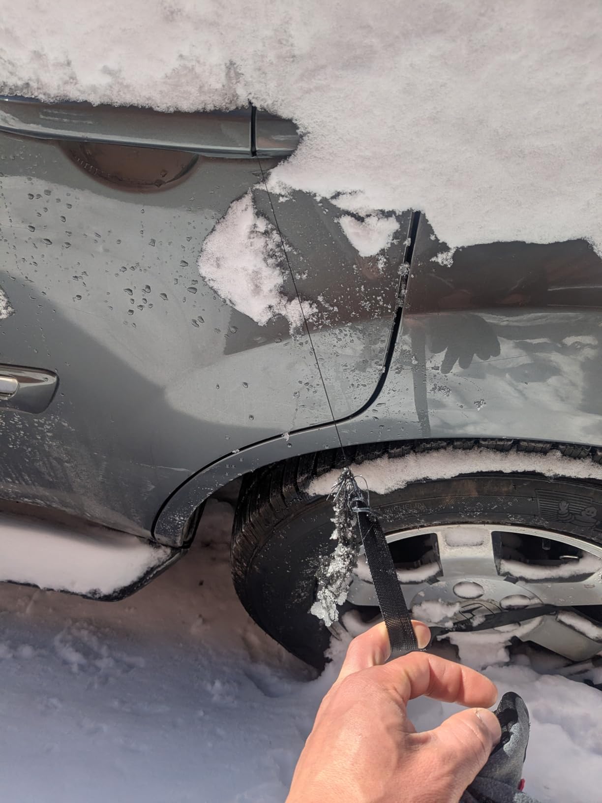 Half Car Cover Top, Windshield & Sunroof Cover for Ice and Snow with Cotton Liner, Car Cover Waterproof All Weather for Snow, Sun, Rain, Dust, UV Protection Fit Sedan Universal customer photo 1