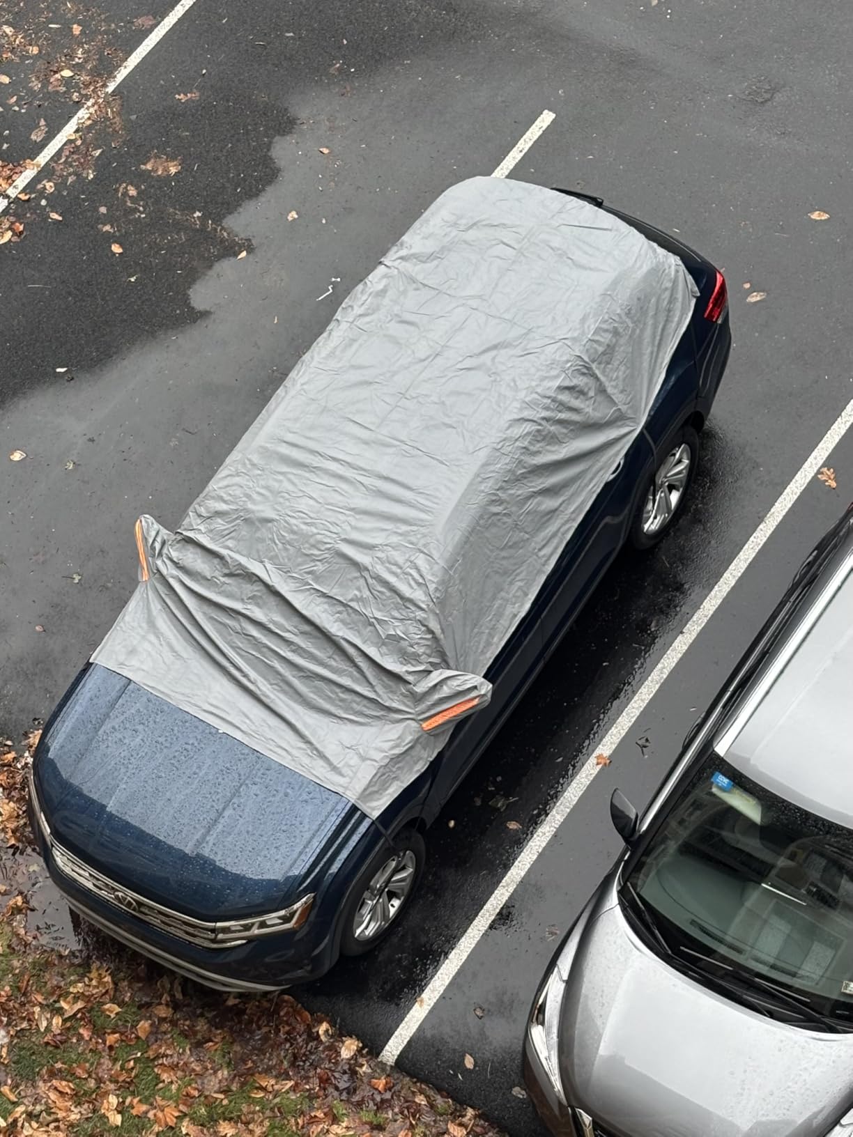Half Car Cover Top, Windshield & Sunroof Cover for Ice and Snow with Cotton Liner, Car Cover Waterproof All Weather for Snow, Sun, Rain, Dust, UV Protection Fit Sedan Universal customer photo 2