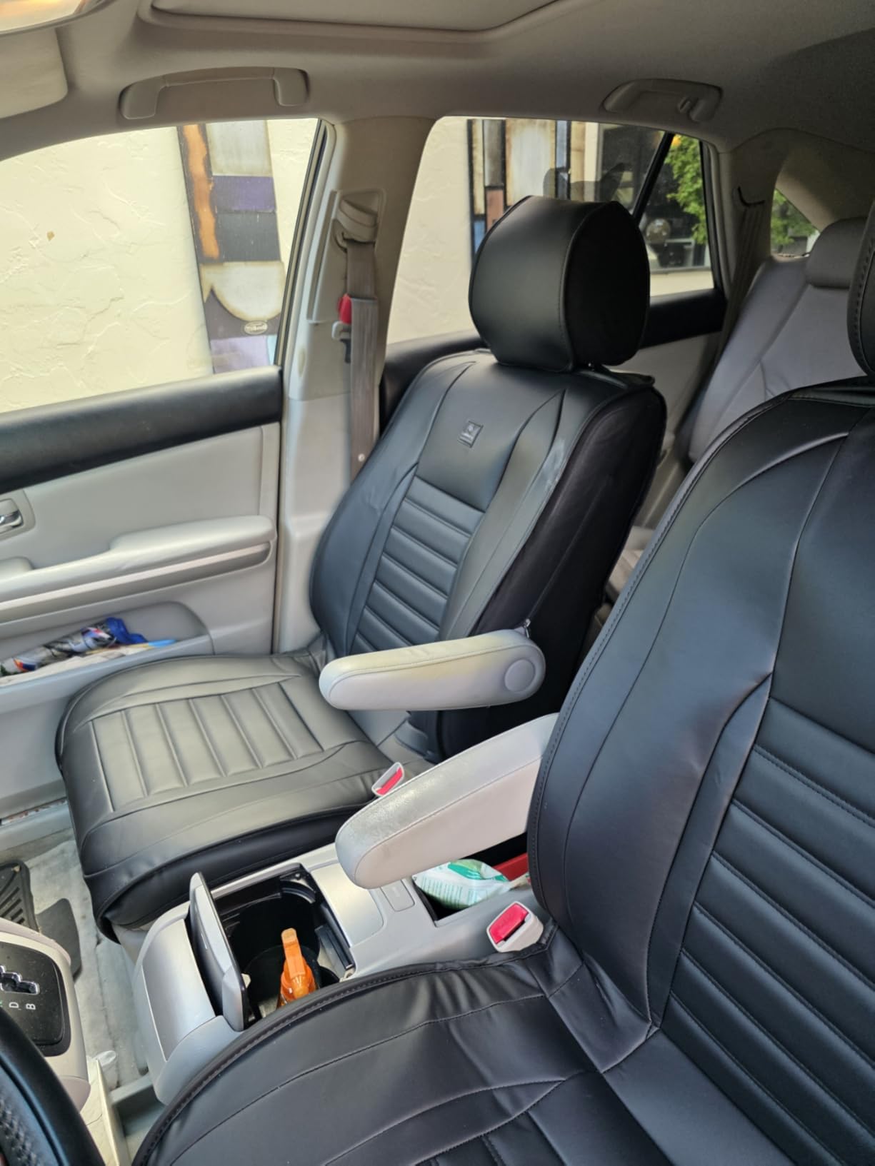 CAR PASS Nappa Leather Car Seat Covers Front Seats, Luxury Seat Protector for Cars, Waterproof Anti-Slip Seat Cushion Airbag Compatible Universal for Sedan SUV Pick-up Truck Automotive Vehicle, Black customer photo 2