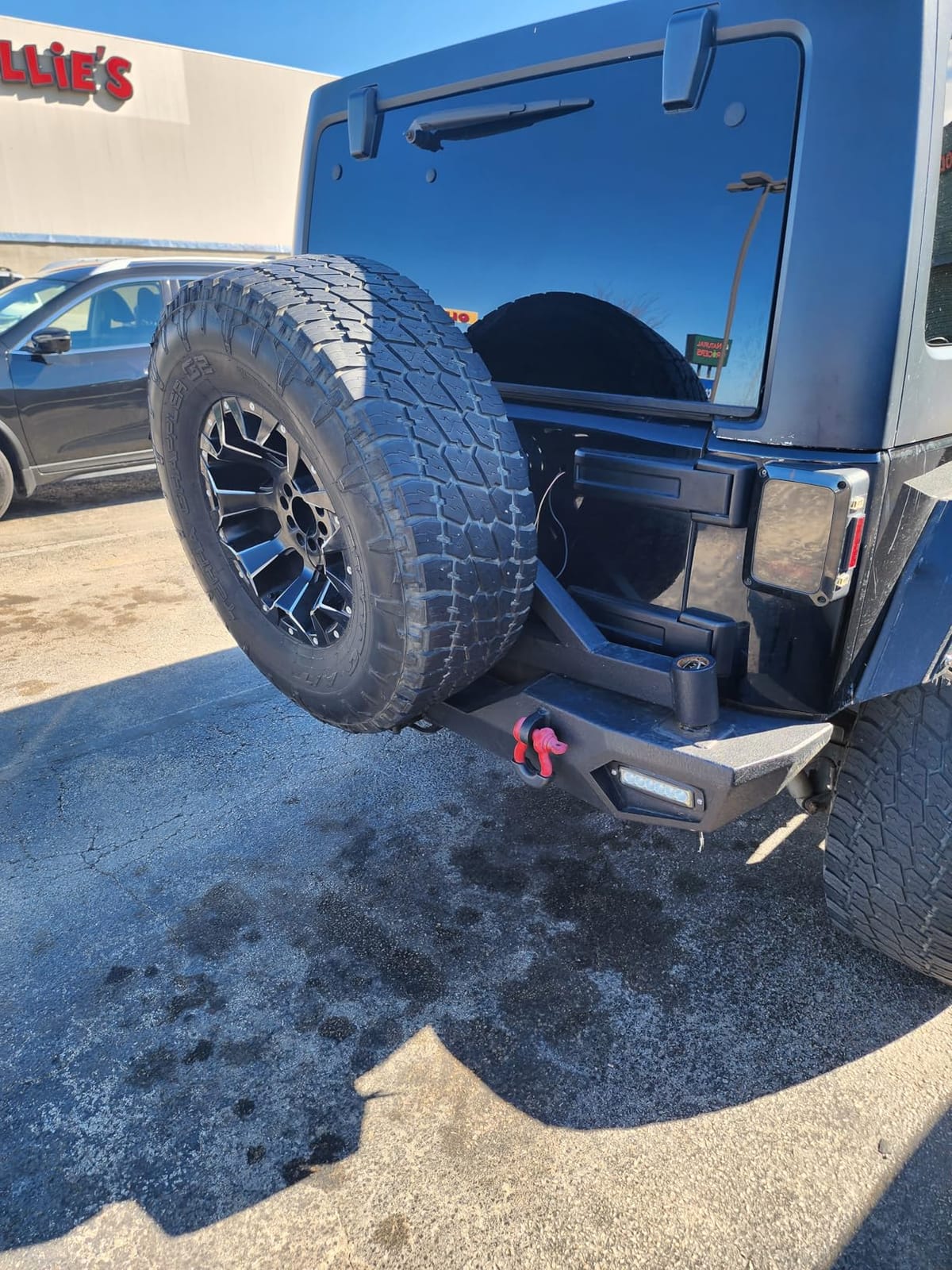 YZONA Tire Carrier Rear Bumper Compatible with Jeep JK JKU 2007-2018 | Spare Tire Carrier With Third Brake Light Bracket, LED Lights, License Frame, 2