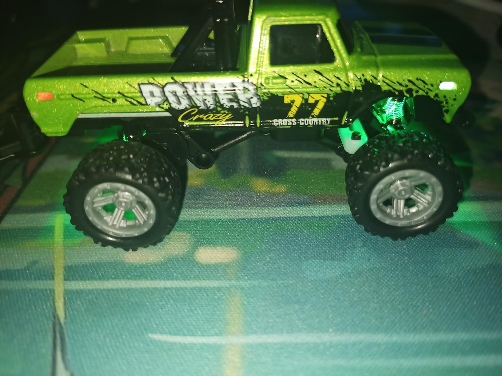 1:64 Scale Mini Remote Control Monster Truck with Trailer | 2.4GHz & App Dual Control, Alloy Mini RC Car with LED Lights, Portable Pocket Toy Car for Kids & Adults, Gift for Boys (Green) customer photo 1