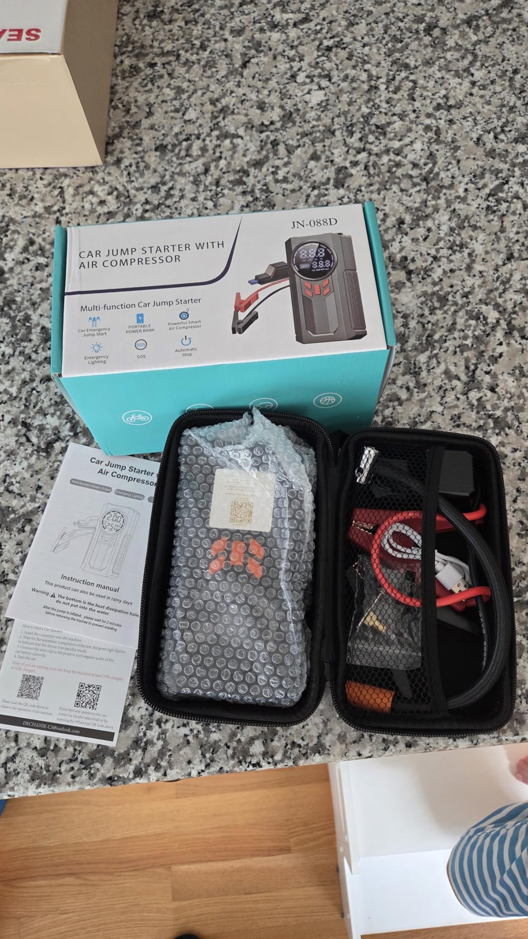 Jump Starter with Air Compressor, 5000A 160PSI Battery Jumper Starter Portable (9.0 Gas/8.0L Diesel), 12V Jump Box Car Battery Jump Starter with Smart Jumper Cables, LED Light, LCD Display customer photo 1