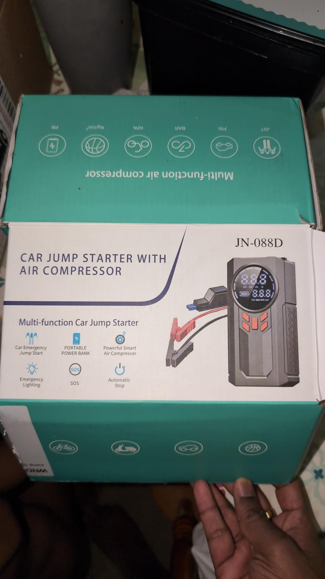 Jump Starter with Air Compressor, 5000A 160PSI Battery Jumper Starter Portable (9.0 Gas/8.0L Diesel), 12V Jump Box Car Battery Jump Starter with Smart Jumper Cables, LED Light, LCD Display customer photo 2