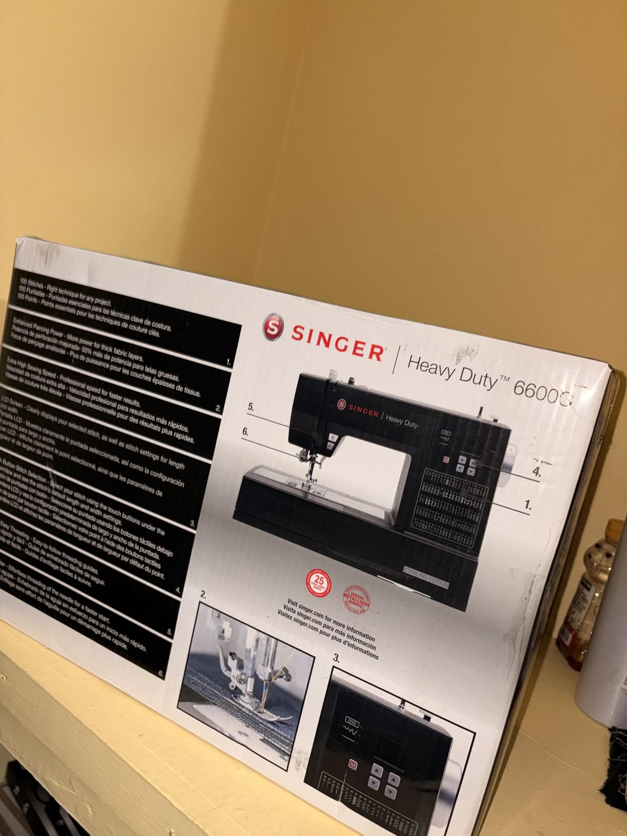 SINGER Heavy Duty 6600C Sterling Sewing Computerized Machine + Accessory | 100 Built-In Stitches Deliver 215 Stitch Applications| 60% More Power, 1100 Stitches/Min| Metal Frame, 6 One-Step Buttonhole customer photo 1