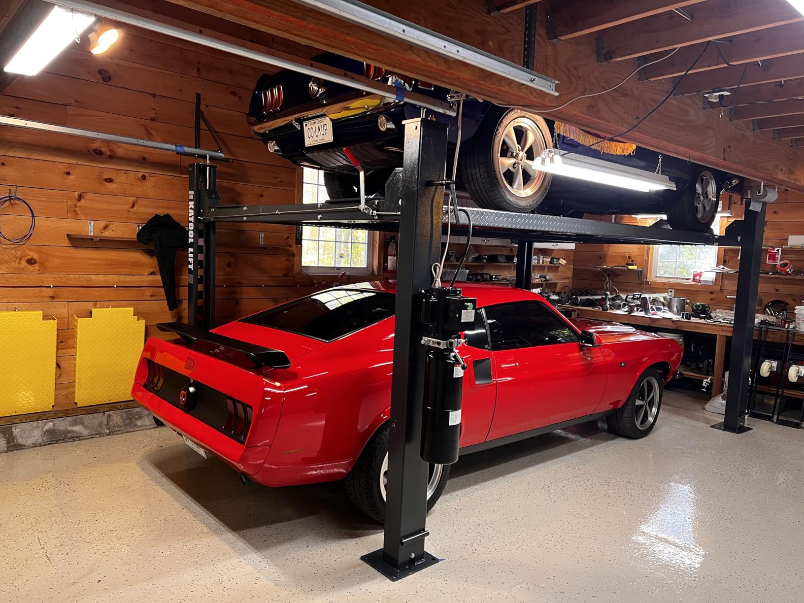 KT-4H850 3.0HP Four Post Lift Car Truck Parking Hoist with Casters 8500Lbs Lifting Capacity Portable Storage Service Home Parking Lift customer photo 1