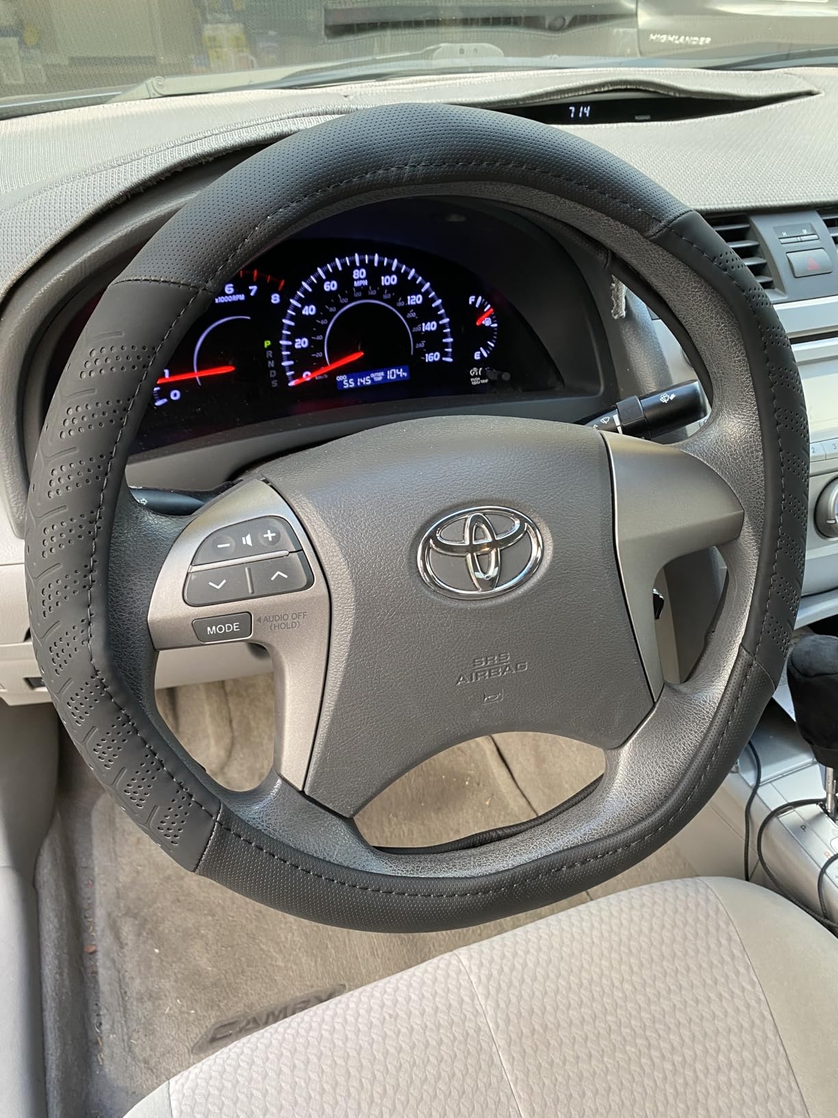 3D Slim Soft 14 inch Leather Steering Wheel Cover Black | Breathable Anti-Slip Premium Skin-Feel Perforated Thin Nappa Leather, Small 13.5 inch to 14 inch customer photo 1