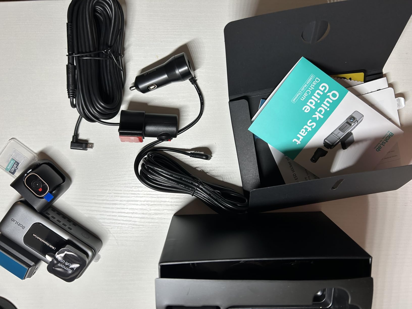 BOTSLAB【G980H 3CH】 4K 3 Channel 360° Dash Cam, 128GB SD Card | 4K Front & 2 * 1080P Dash Cameras | 5.8G WiFi/GPS/Voice Control | 24/7 Parking Mode | 3.18
