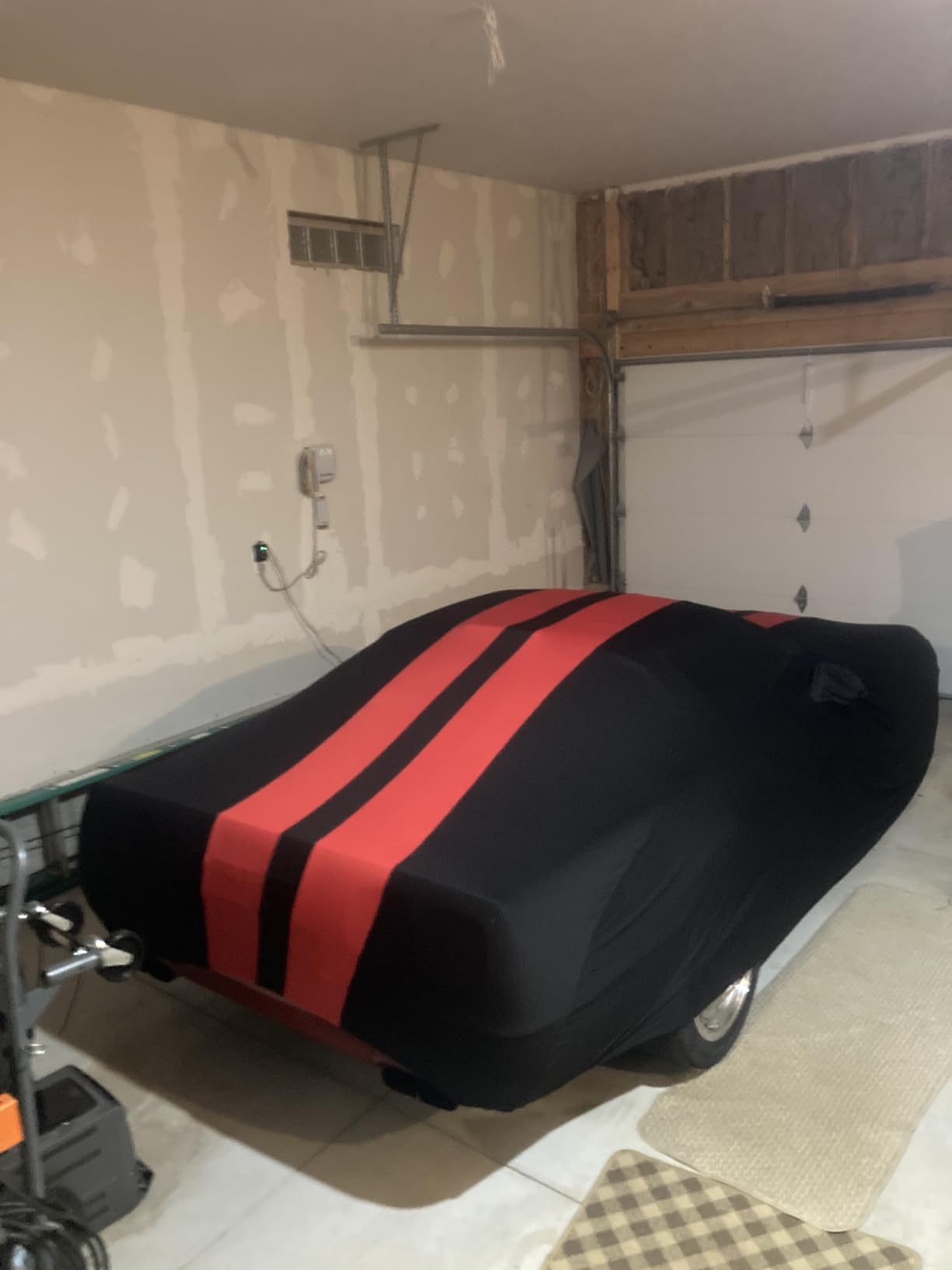 Indoor Car Cover Compatible with Protection Fit 157-177 Inch Sports Breathable Dust-Proof Stretch Cover for Underground Garage, Car Show (Black+Red) customer photo 2