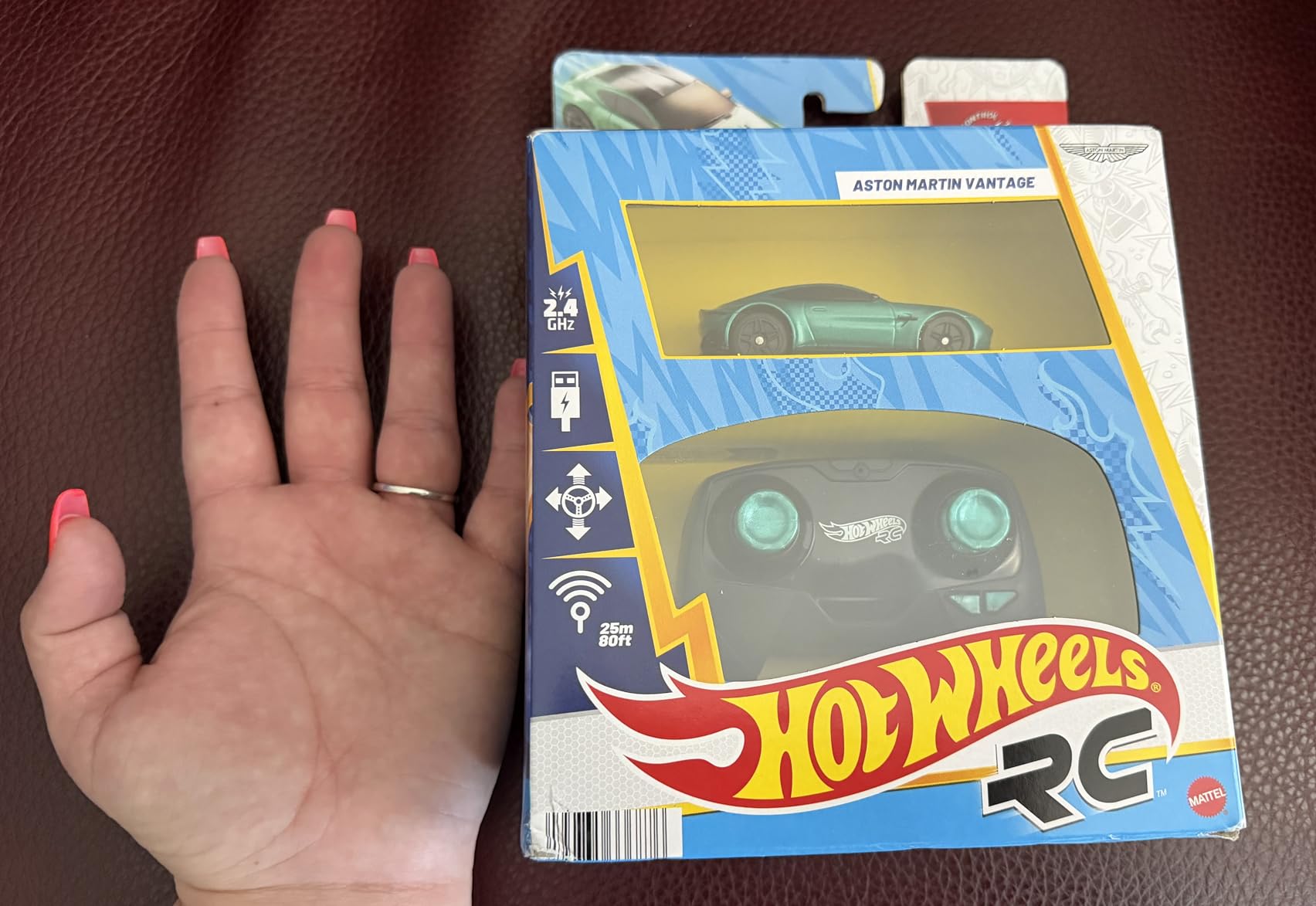 Hot Wheels RC Aston Martin Vantage in 1:64 Scale, Remote-Control Car | Toy Vehicle Recharges with USB Cable, Race On- & Off-Track, Booster Button for Speed, Battery-Powered Remote customer photo 1
