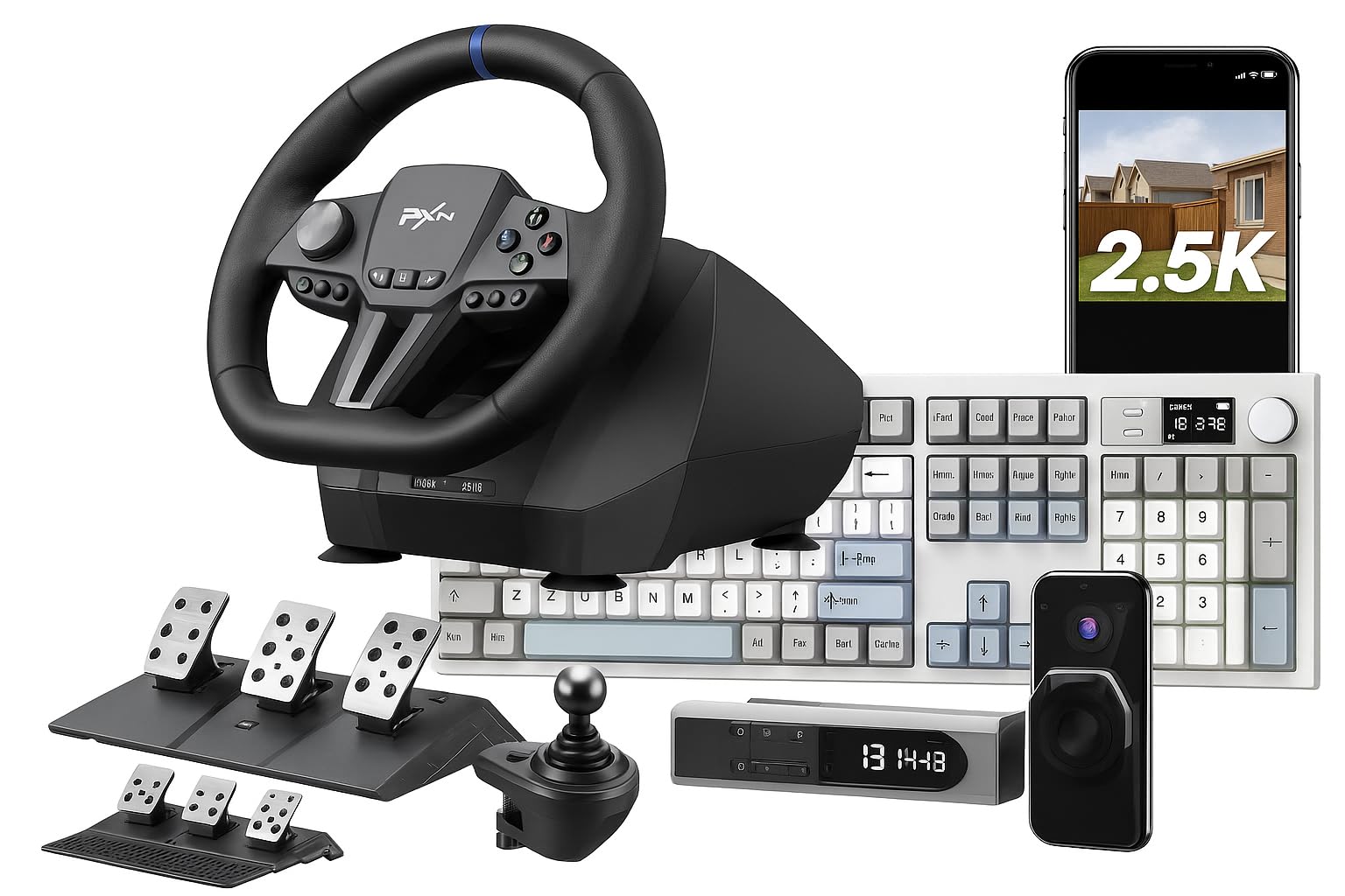 PXN Racing Wheel, 270&900° V9 Gen2 Gaming Steering Wheel with 3 Pedals and H Shifter customer photo 2