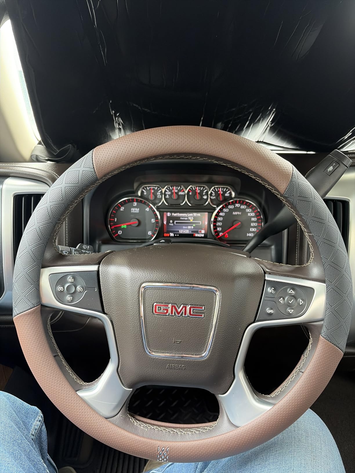Ultra-Thin Napa Leather Steering Wheel Cover, 15 Inch | Universal fit for most cars and SUVs; two-tone breathable non-bulky cover with 3D anti-slip diamond grip customer photo 2