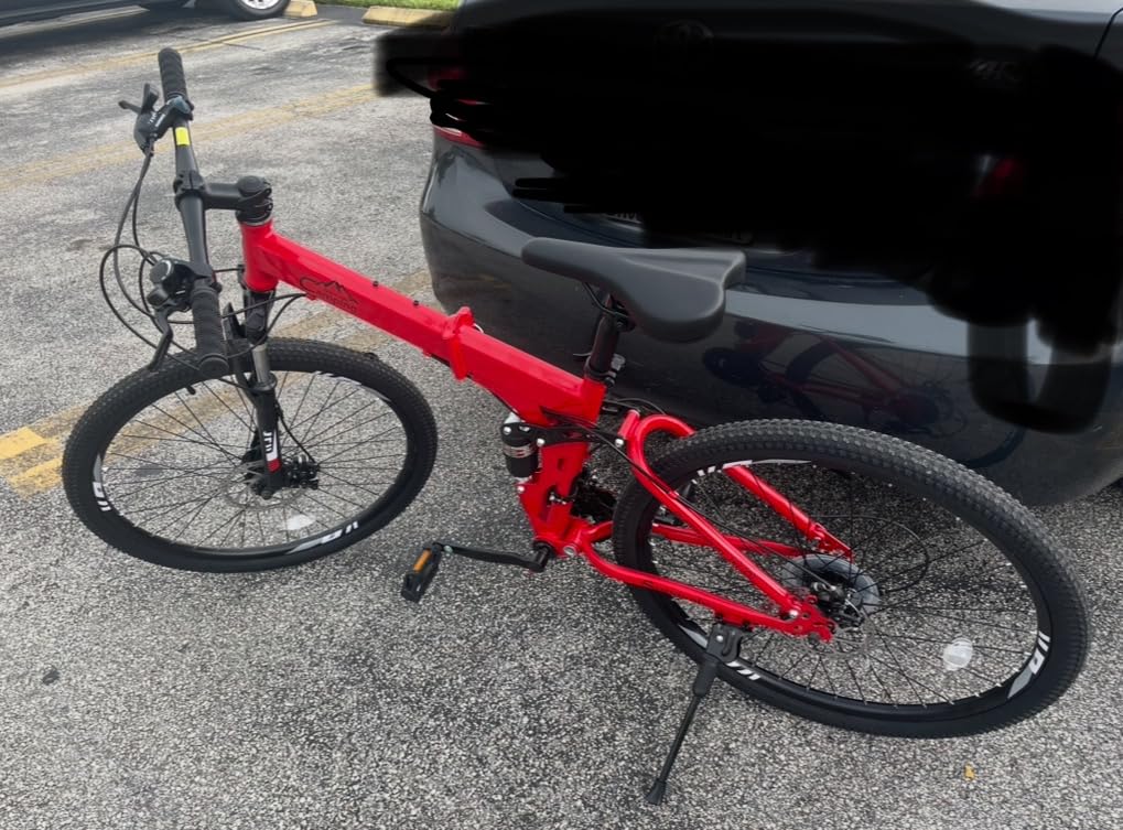 Ktaxon Folding Mountain Bike 21-Speed Adult Bikes 26/27.5 Inch Bike with High Carbon Steel Frame, Double-Kill Disc Brake System, Thickened Shock-Absorbing Front Fork customer photo 2