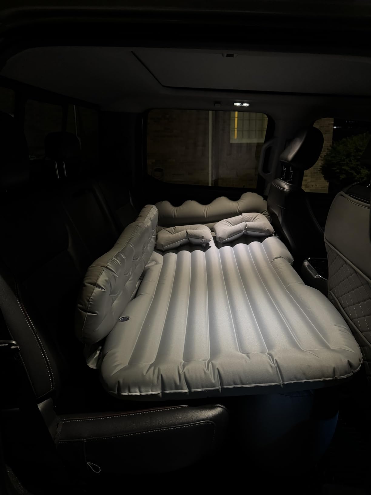 Thickened Inflatable Car Mattress for Back Seat - SUV Air Mattress Bed for Camping & Road Trips, Portable Car Blow Up Mattress with Cup Holder, 2 Pillows & Carry Bag - Grey customer photo 1