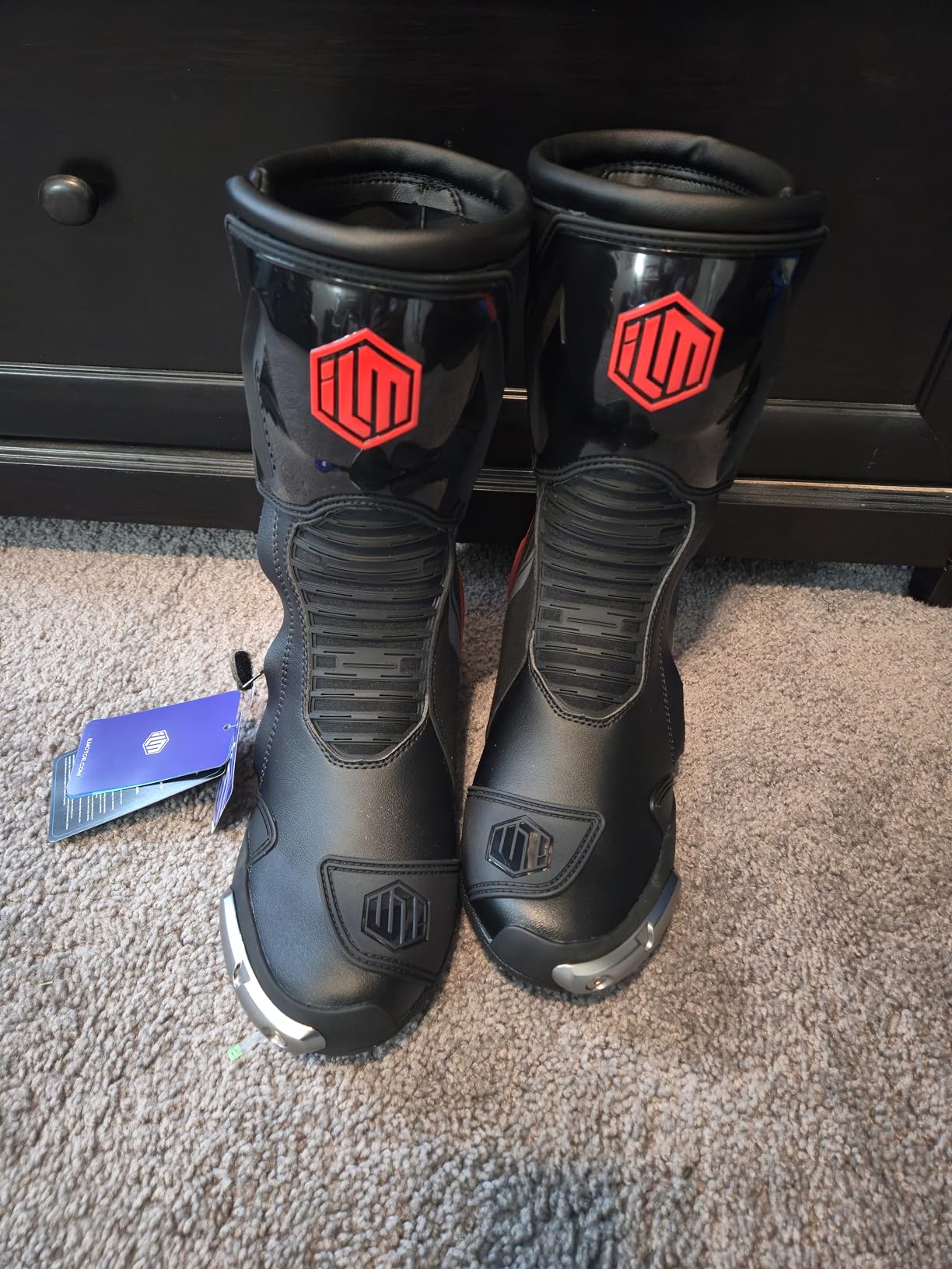 ILM Motorcycle Racing Boots Sport Footwear CE Protective Gear Model BRC1 | CE Racing Boots, Dual-Layer, TPU Armor, Anti-Torsion Sole, Heel/Shin Vents, 3D Mesh Liner, Side zip, Quick-Lock Buckle customer photo 1