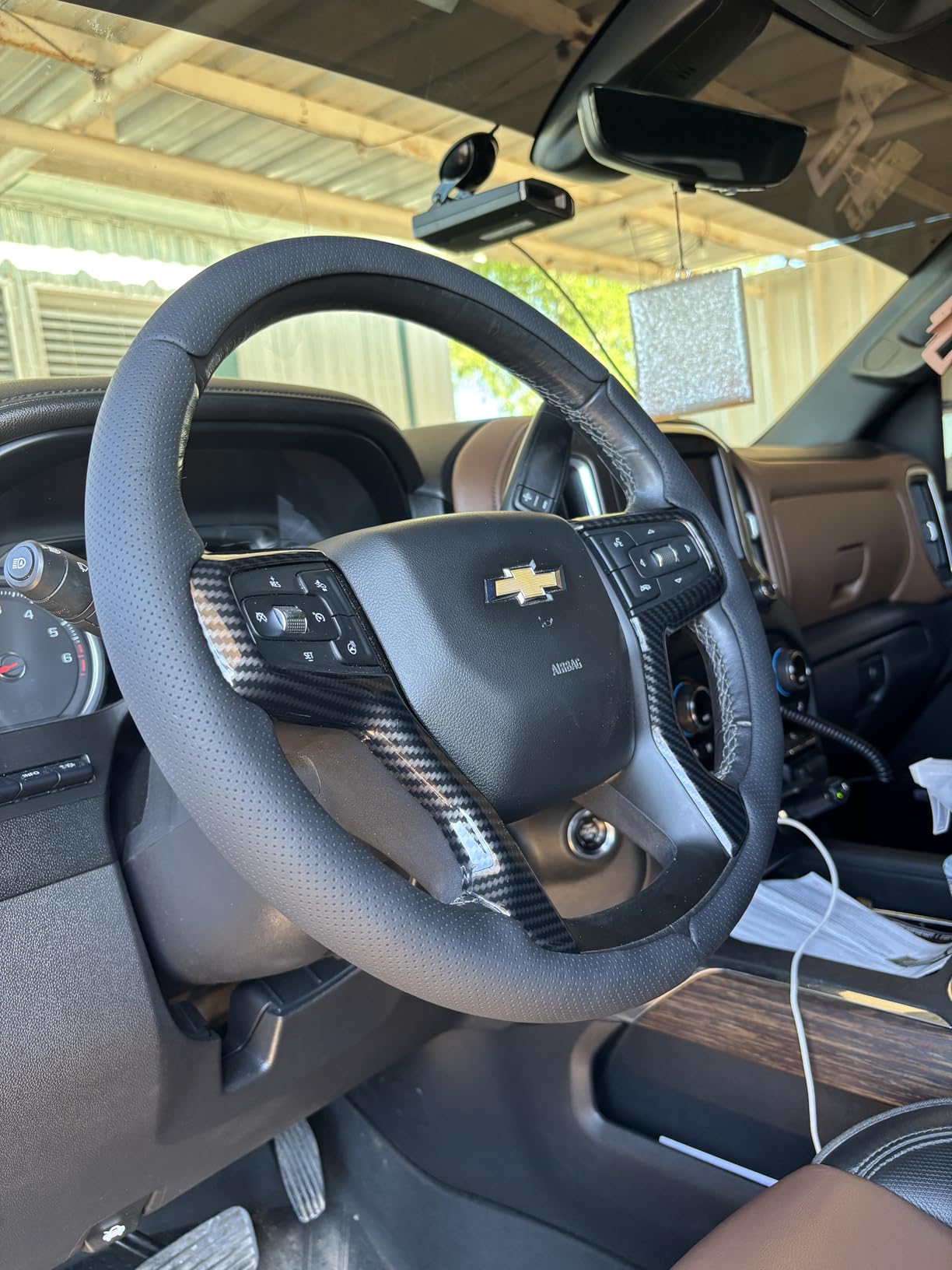 Steering Wheel Cover for Chevy Silverado/Blazer/Suburban/Tahoe Accessories | Silverado 1500 2019-Present/2500 3500 2020-Present/Blazer 2019-Present Gasoline Models/Suburban Tahoe 2021-2024 customer photo 2