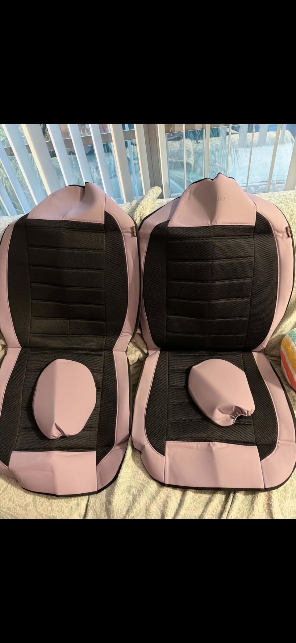 Coverado Car Seat Covers Full Set, Luxury Leather Car Seat Covers, Automotive Front and Rear Mesh Seat Covers, Full Set 5 Seats, Black Beige Seat Covers for SUV Sedan Truck customer photo 1