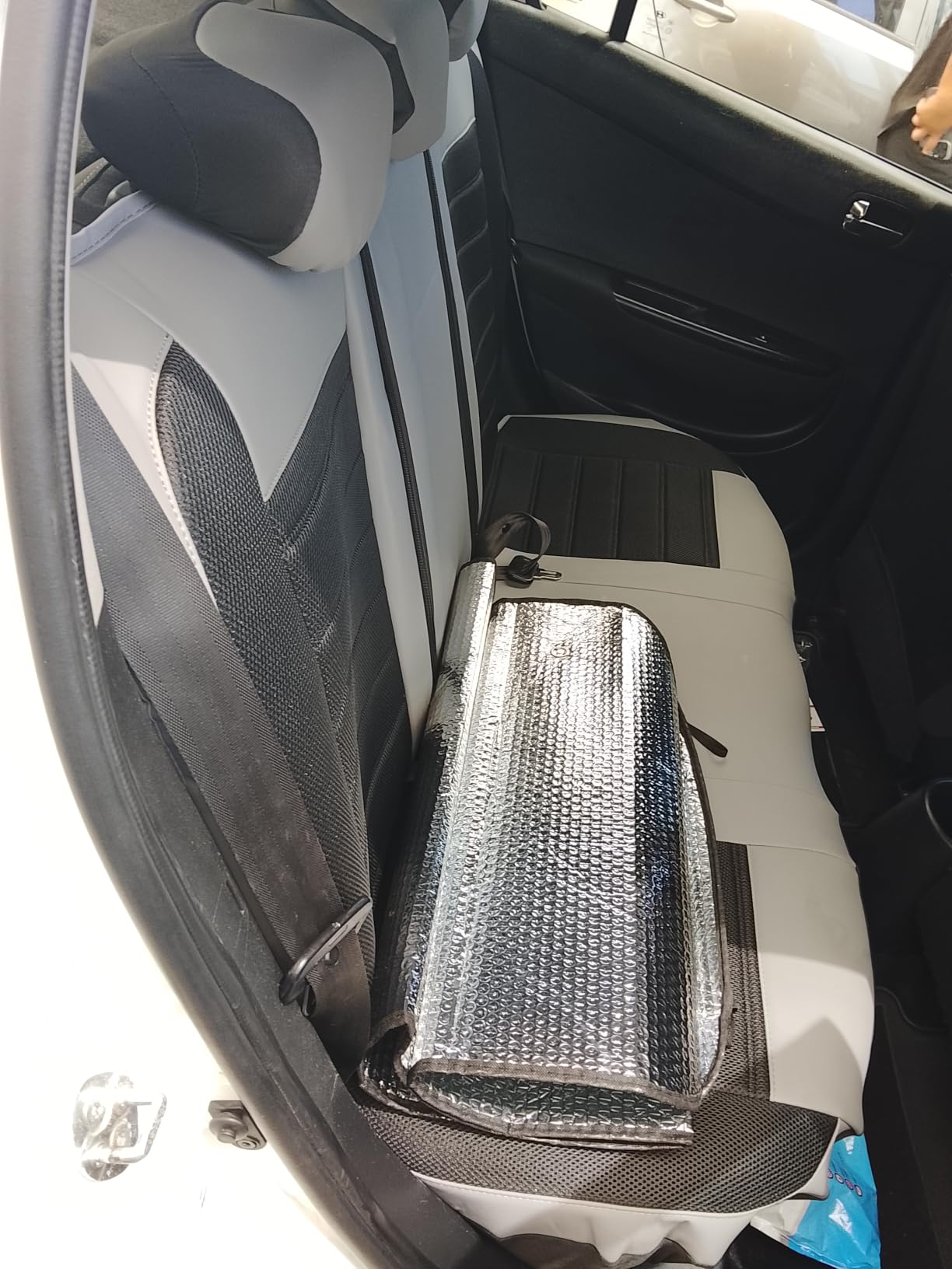 Coverado Car Seat Covers Full Set, Luxury Leather Car Seat Covers, Automotive Front and Rear Mesh Seat Covers, Full Set 5 Seats, Black Beige Seat Covers for SUV Sedan Truck customer photo 2
