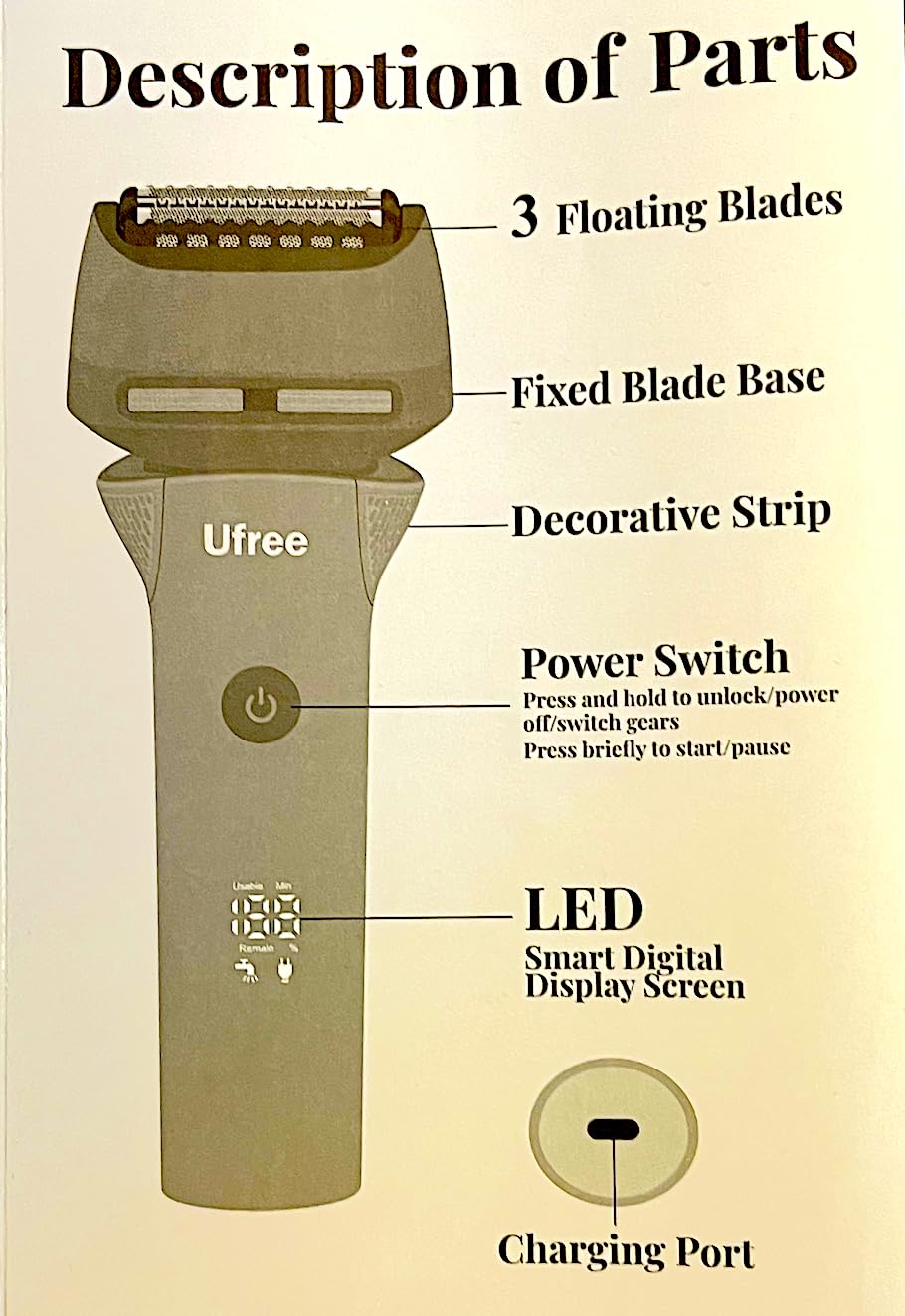 Ufree Foil Shaver with Pop-Up Trimmer, 8,500 RPM Electric Razor for Men, Wet & Dry Electric Shaver with 2 Speed Modes, LED Display, Rechargeable Cordless, IPX7 Waterproof, Silver customer photo 2