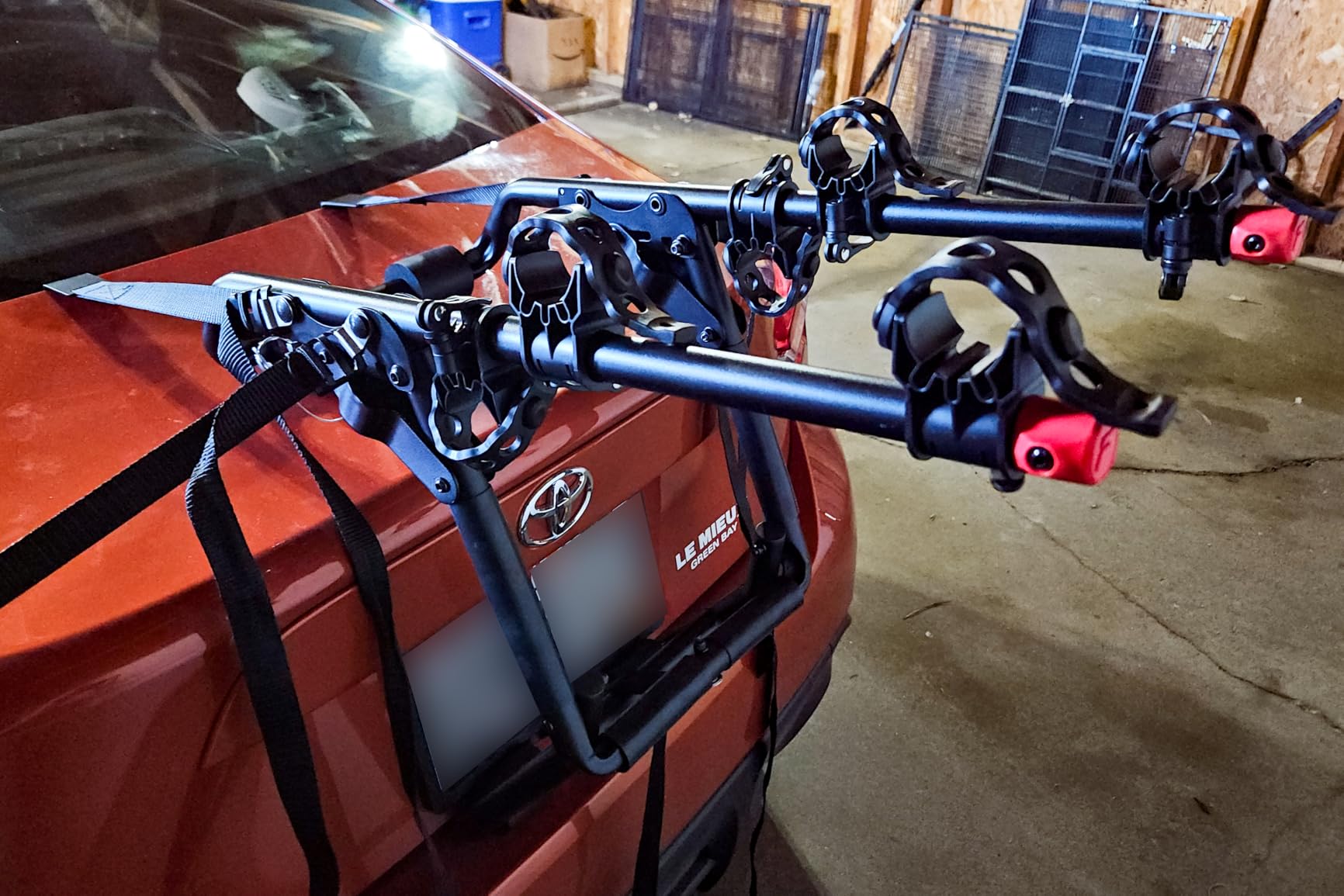 FORWODE Premium 3 Bikes Trunk Mount Rack Bicycle Carrier, Compact Folding Portable Adjustable Bike Rack for Car, SUV, Hatchback, Black customer photo 1