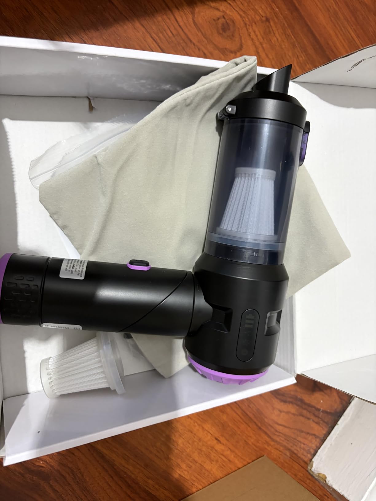 Wansimoo Handheld Car Vacuum Cleaner,25000PA Strong Cyclonic Suction Foldable Mini Vacuum Portable Cordless with Digital Display and One Touch Dust Removal for Car, Home, Office, Kitchen (Purple) customer photo 2