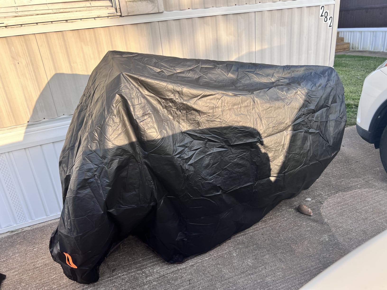 Enzeno Motorcycle Cover Waterproof Motorcycle Rain Tarp Outdoor Storage | Windproof Motorcycle Tarp All Weather Rain UV Protection with Lock-Holes Night Reflective Strips Fits up to 96.5