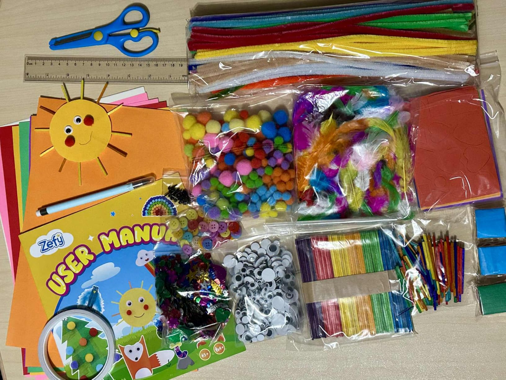 Zefy 3800+ Pcs Arts and Crafts Kit Supplies for Kids, All in One Craft Box | DIY Art Supplies Set with 20 Crafts Design, School Supplies Gifts Toys for Girls Boys Ages 4-12 customer photo 1