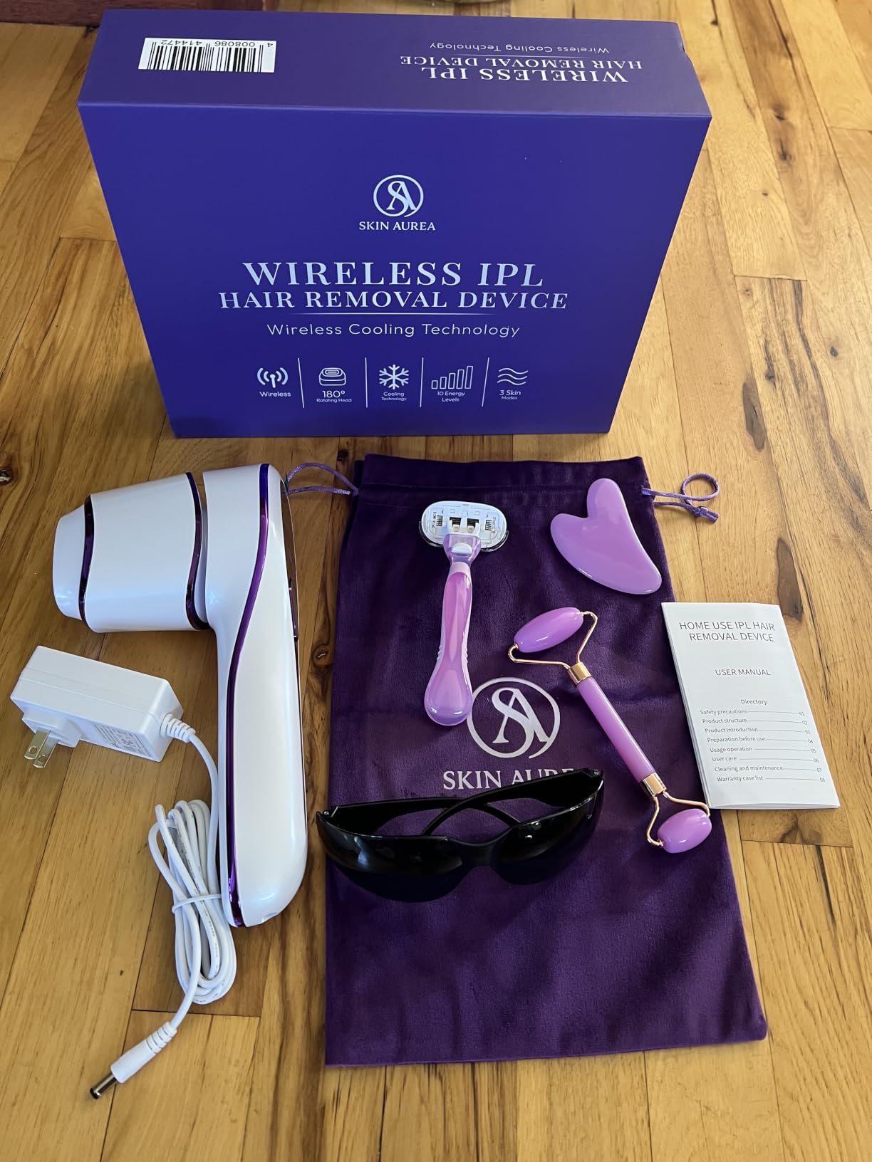 Skin Aurea One Cordless IPL Hair Removal Device 24J for Permanent Hair Reduction - At Home Laser Hair Removal for Women Painless - IPL Laser Hair Removal Device 10 Levels - with Jade Roller & Gua Sha customer photo 2
