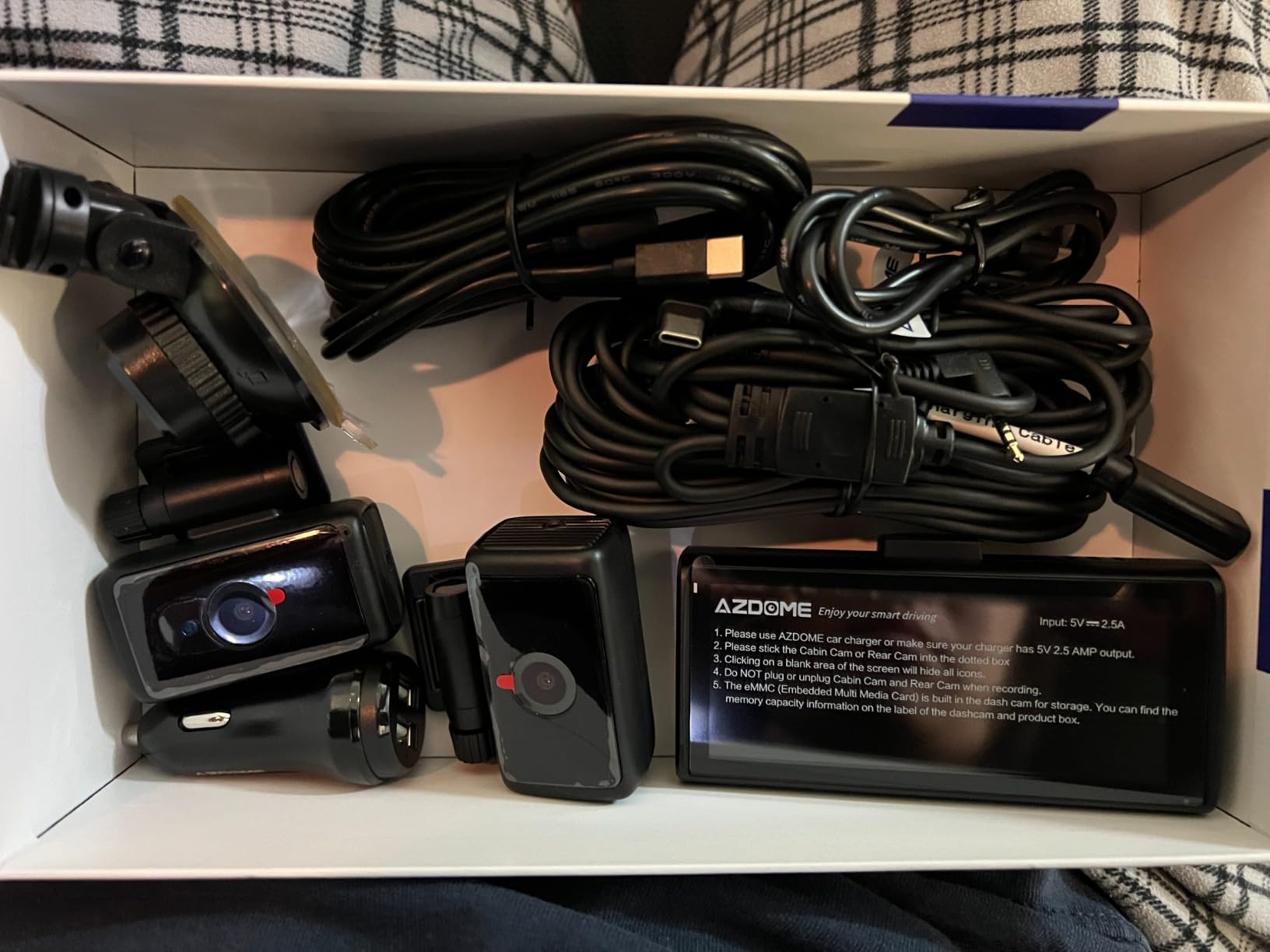 AZDOME 3 Channel Dash Cam Front and Rear Inside, 4K+1080P+2.5K ADAS Dash Cam, 3.19'' IPS Car Camera, 5.8G WiFi GPS Dash Cam for Cars, Voice Control, Night Vision, 24/7 Parking Mode, 64GB Card M550 Pro customer photo 2