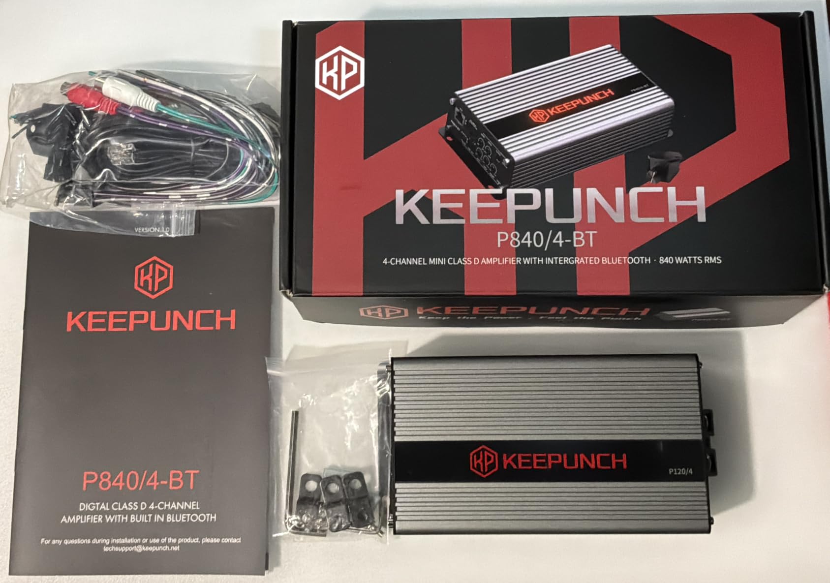 P840/4-BT 4 Channel Bluetooth Amplifier, Compact Full-Range Car Audio Amp, 4 x 130W RMS @4 Ohm, 4 x 210W RMS @2 Ohm, 2 x 420W Bridged, Bass Remote, Auto Turn-On, Start-Stop Ready customer photo 1
