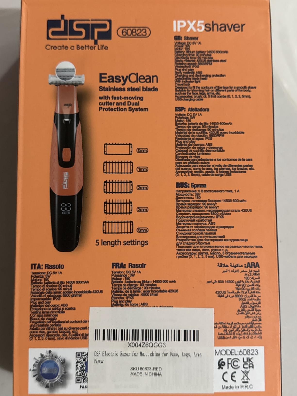 DSP Electric Razor & Trimmer for Men, Rechargeable Waterproof | Premium Stainless Steel Blade, 90min Runtime, Smart Light, Travel Lock, Detachable Head, for Face/Legs/Arms, Teen Boys customer photo 2