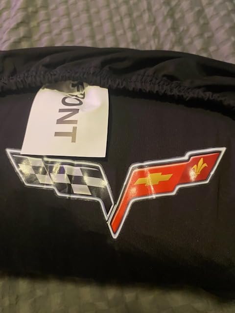 Superstretch Custom Fit Indoor Car Cover Compatible with 2005-2013 Chevrolet Corvette C6, Black - Stretch-Fit Protection, Official Flags Logo, Includes Storage Bag customer photo 1